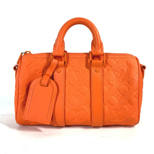 Louis Vuitton M20930 Taurillon Clemence Keepall bandouliere25 Monogram Leather Orange Handbag