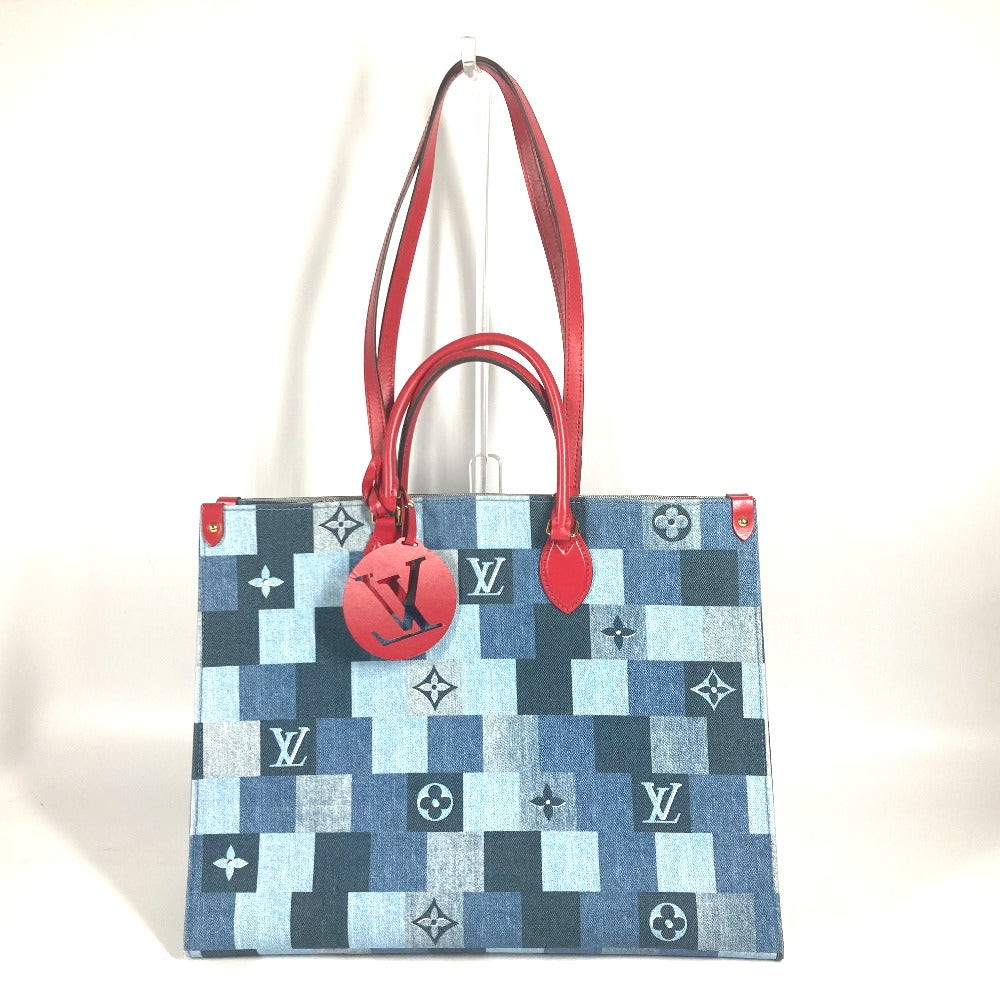 Louis Vuitton M44992 On- -go GM Monogram Leather Denim Blue Tote Bag
