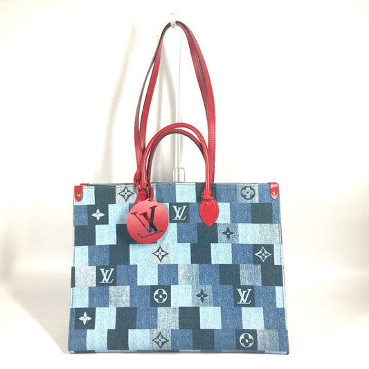 Louis Vuitton M44992 On- -go GM Monogram Leather Denim Blue Tote Bag