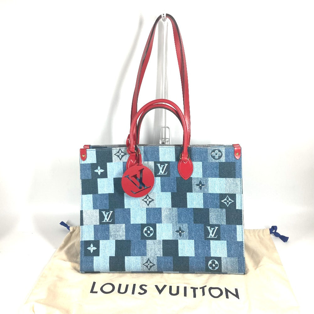 Louis Vuitton M44992 On- -go GM Monogram Leather Denim Blue Tote Bag