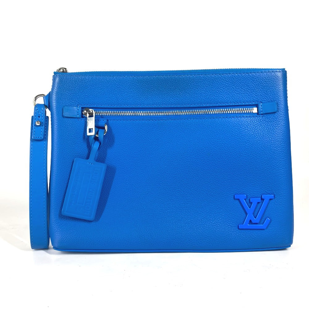 Louis Vuitton M82270 Aerogram takeoff pouch Leather Blue Logo Clutch Bag