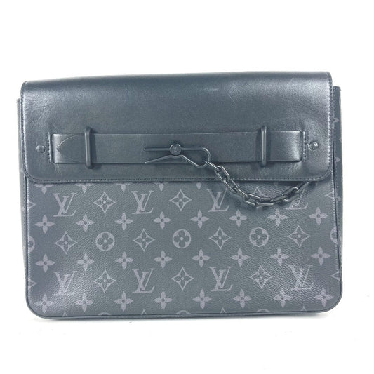 Louis Vuitton M80107 Eclipse Pochette steamer Monogram Canvas Black Clutch Bag