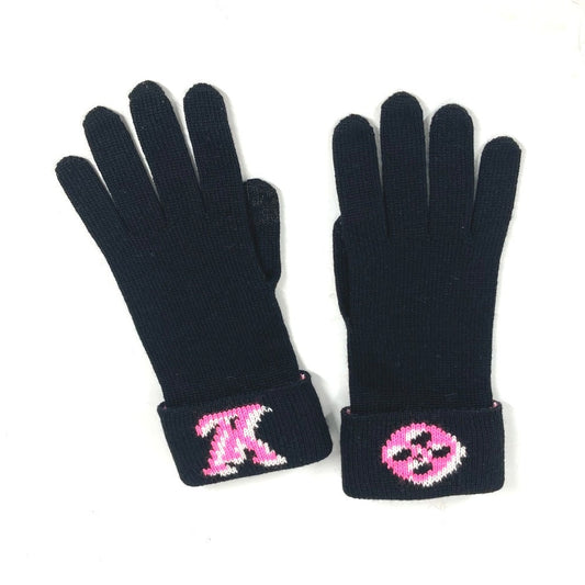 Louis Vuitton gloves M76451 Gon 3D Gloves Monogram Wool Black Logo Apparel