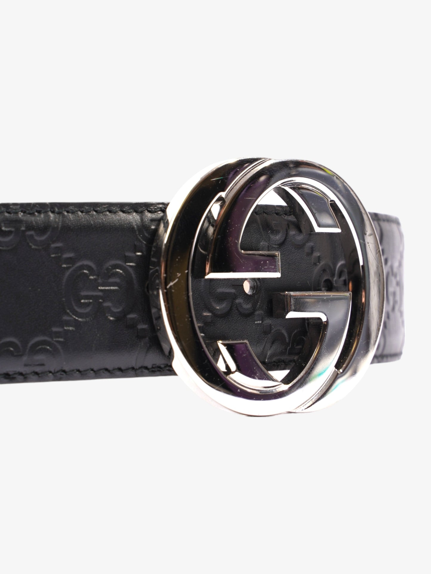 Gucci Blondie Wide Belt Handbag Leather Black Accessory 80Cm 32