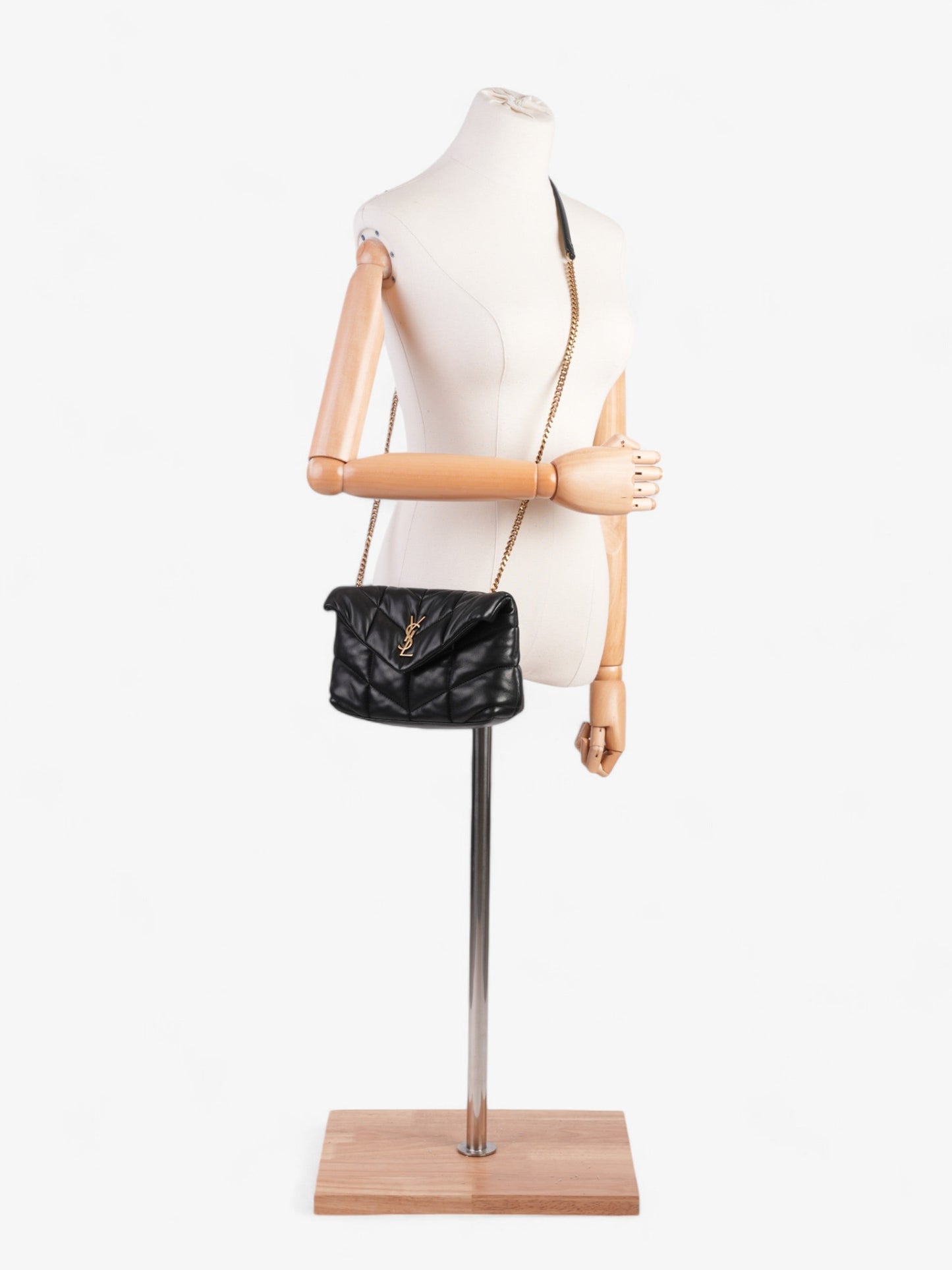YSL Saint Laurent Lou Lou Puffer Calfskin Crossbody Bag Leather Black Small