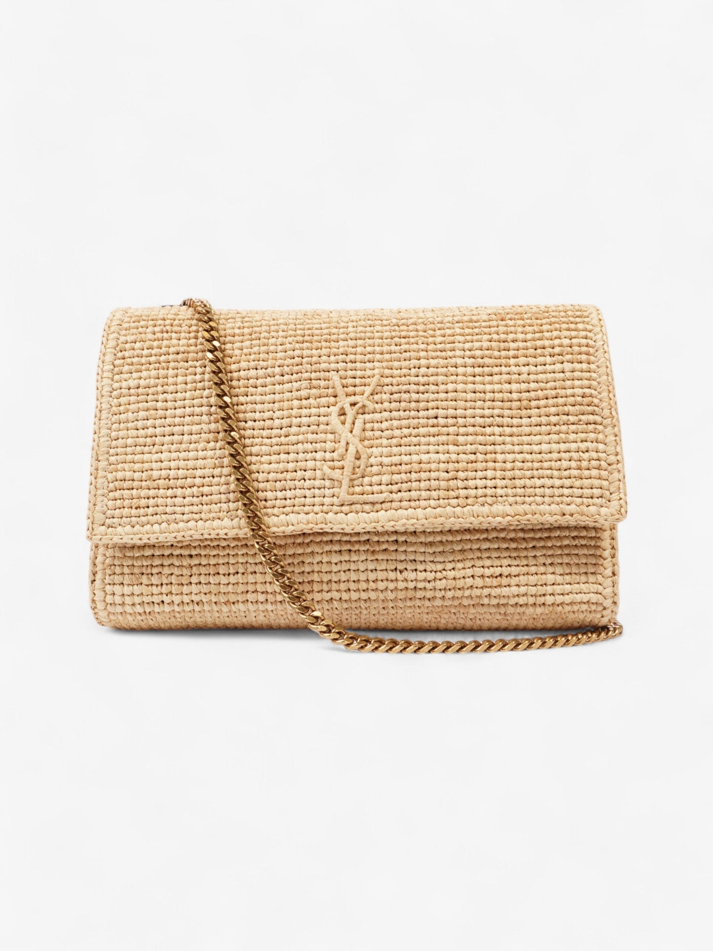 YSL Saint Laurent Kate Natural Crossbody Bag Raffia Medium