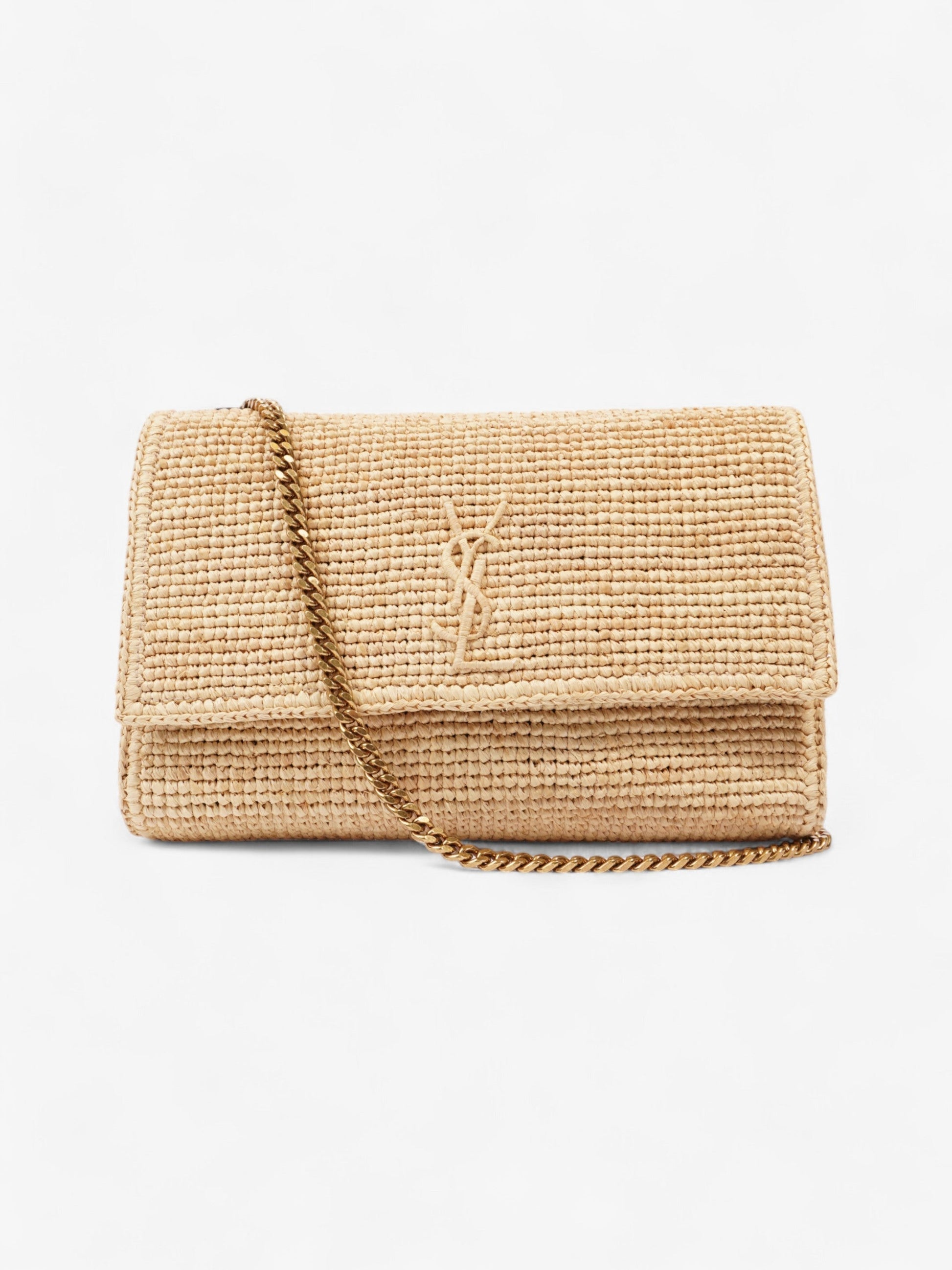 YSL Saint Laurent Kate Natural Crossbody Bag Raffia Medium