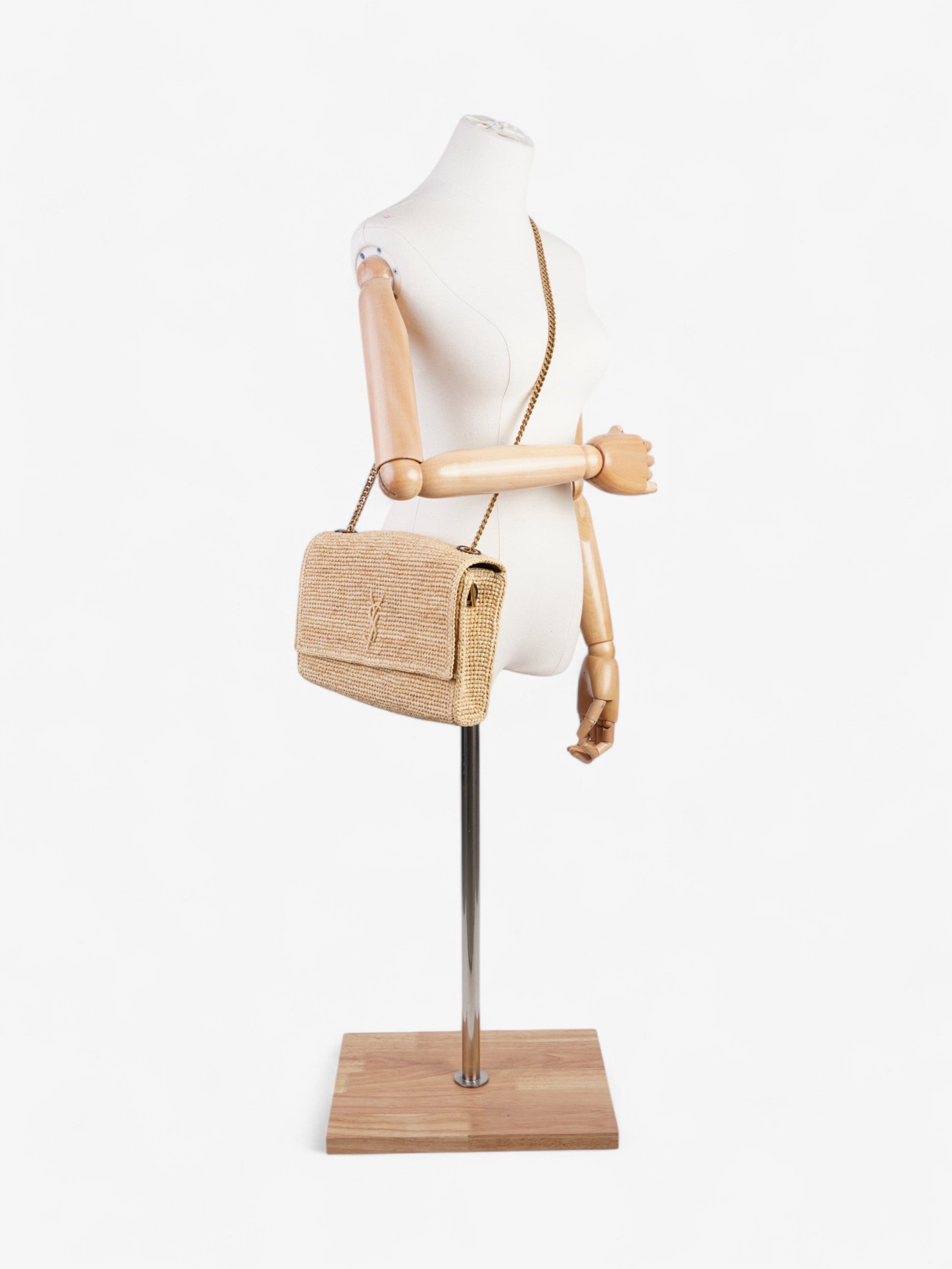 YSL Saint Laurent Kate Natural Crossbody Bag Raffia Medium