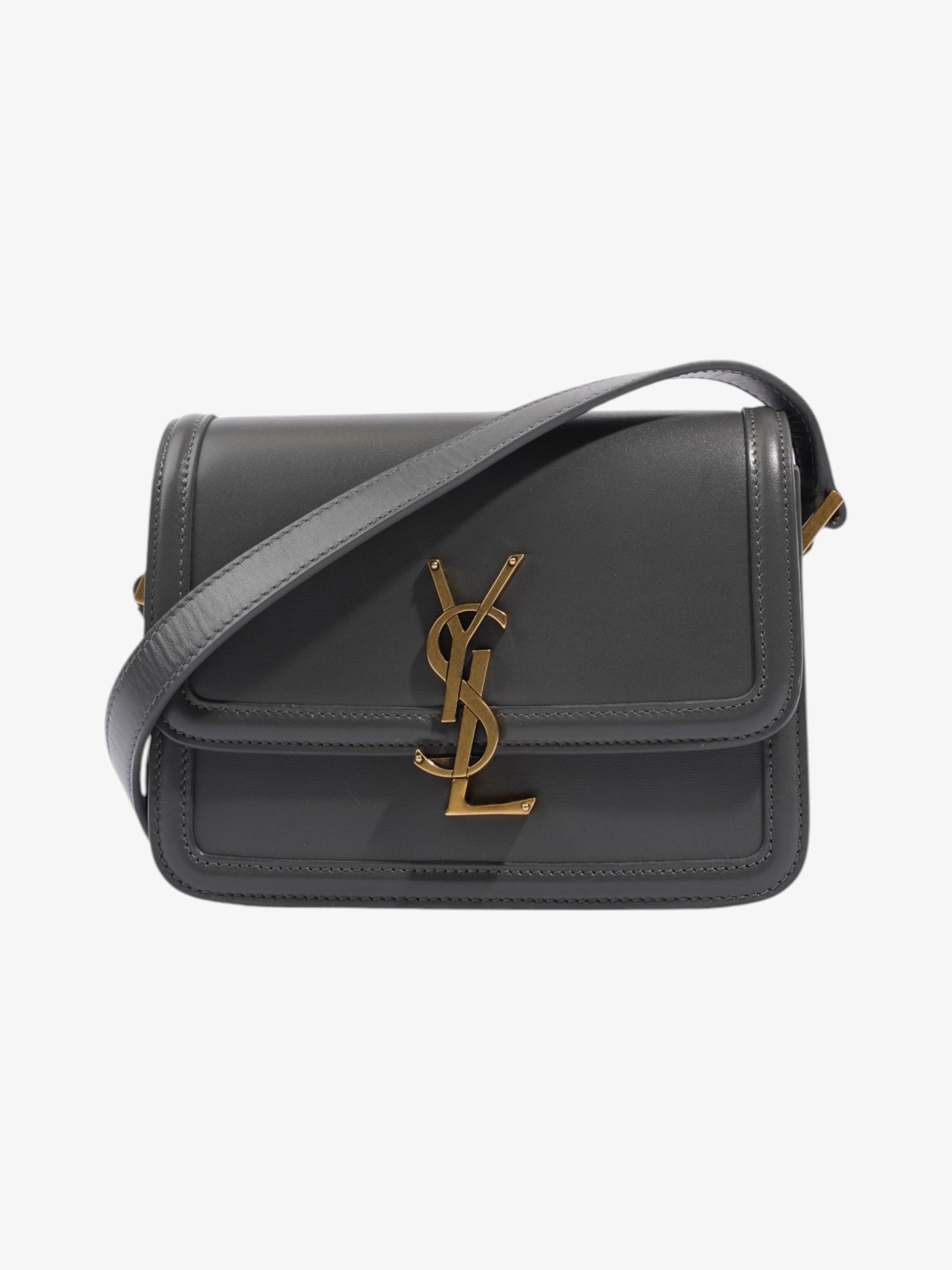 YSL Saint Laurent Grey Crossbody Bag Leather Gray Small
