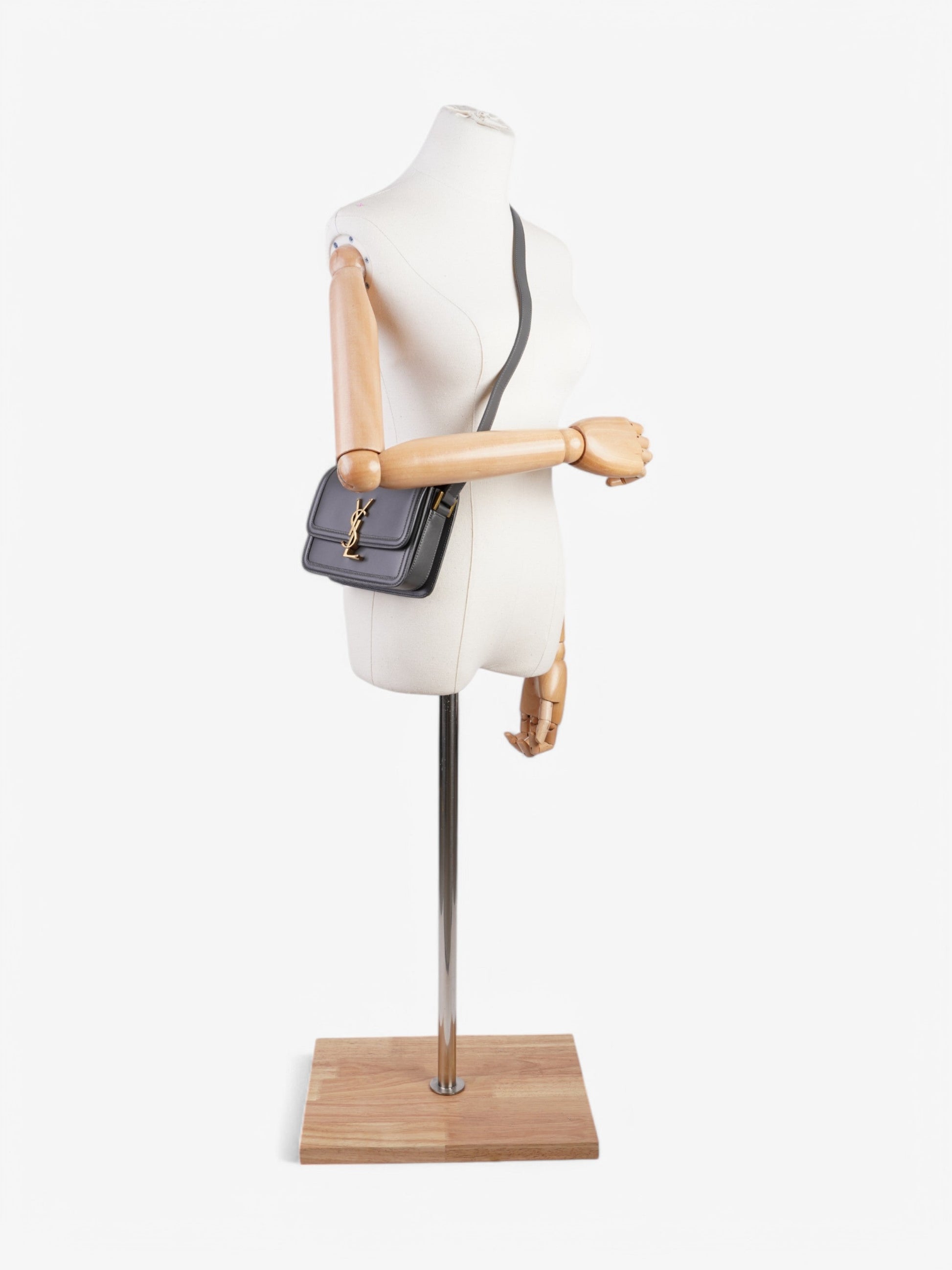 YSL Saint Laurent Grey Crossbody Bag Leather Gray Small