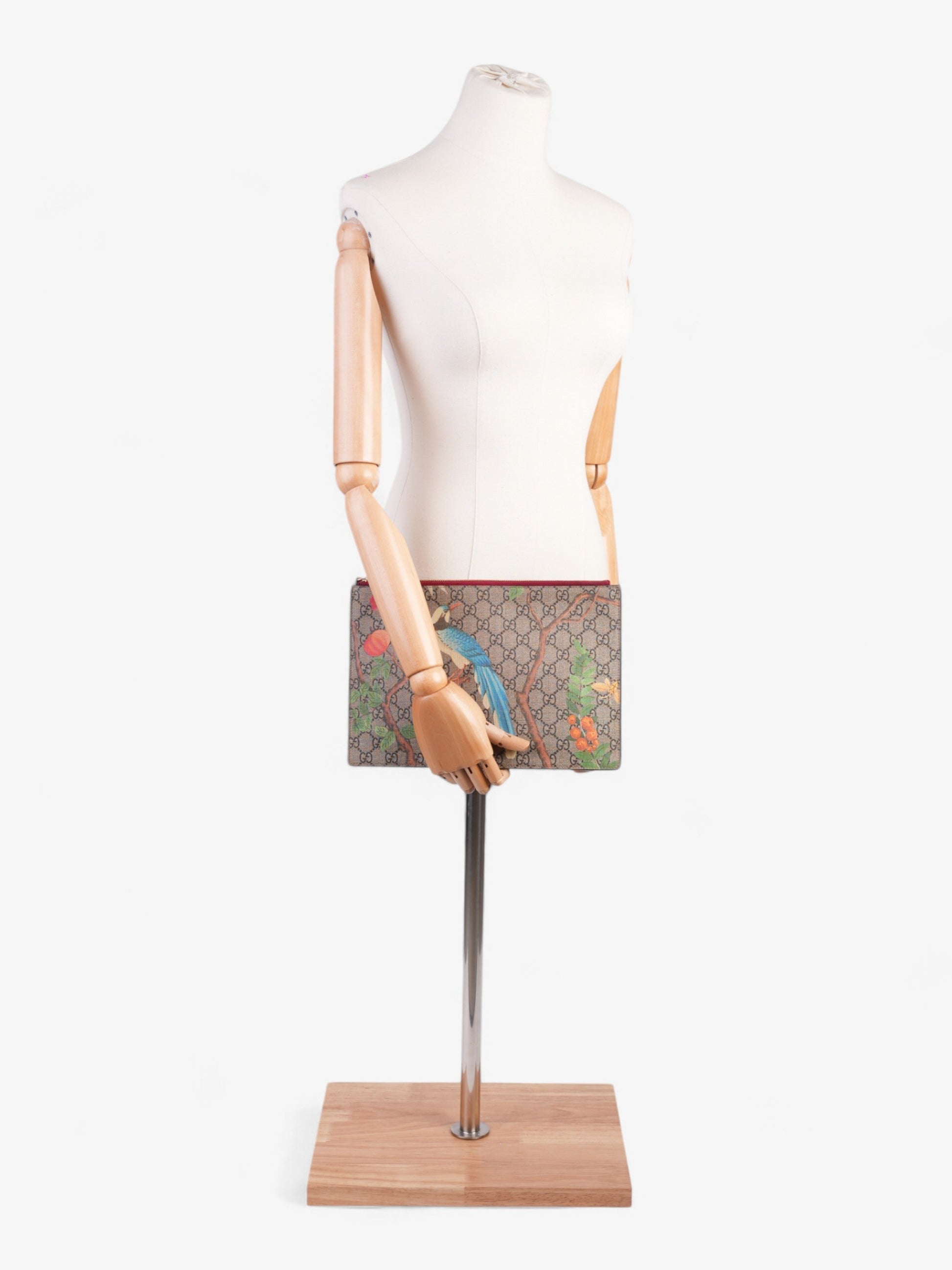 Gucci Floral Bird Clutch Supreme Coated Canvas Clutch Bag