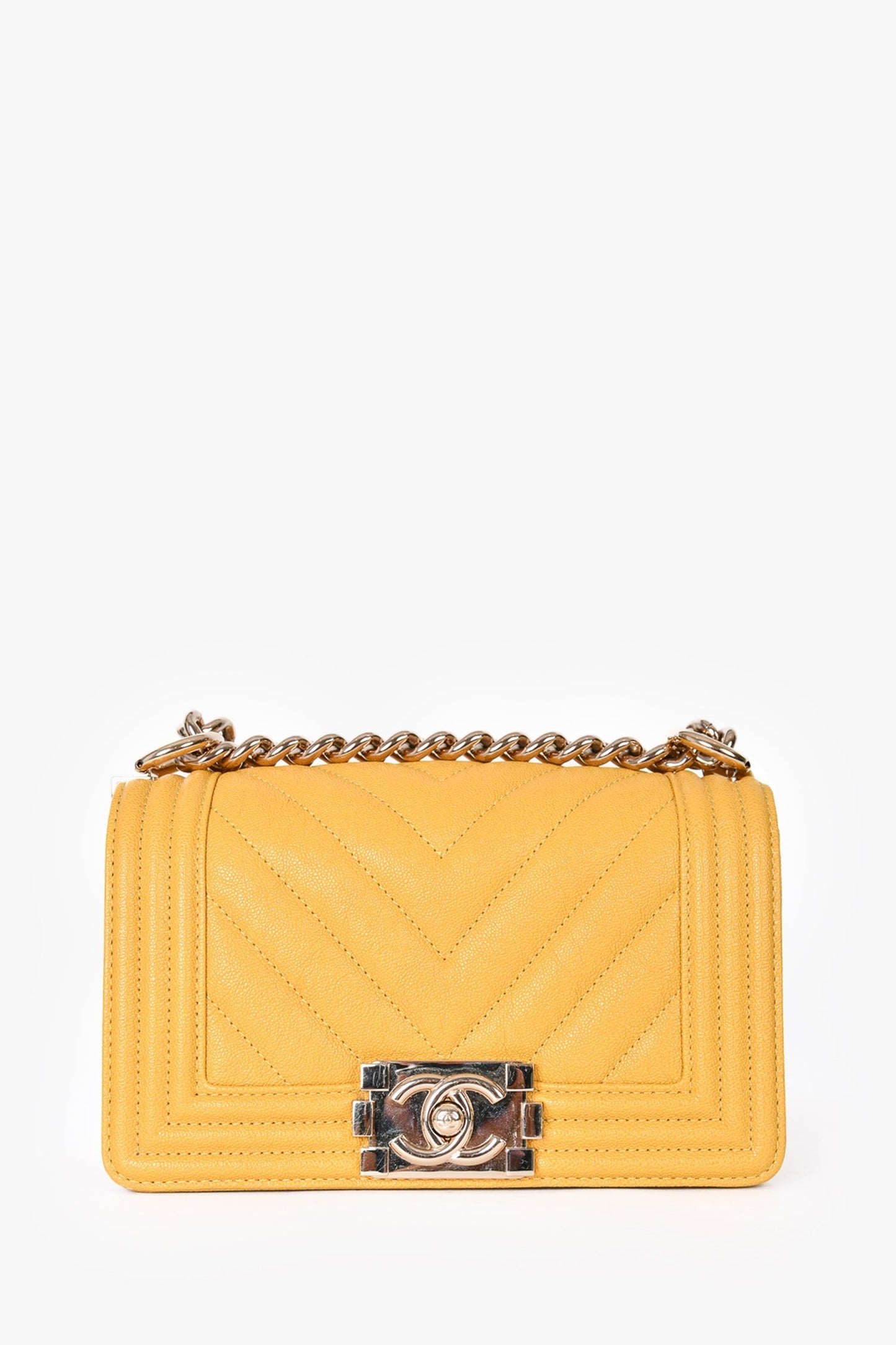 Chanel ™ 2019/20 Yellow Caviar Leather Small Boy Bag