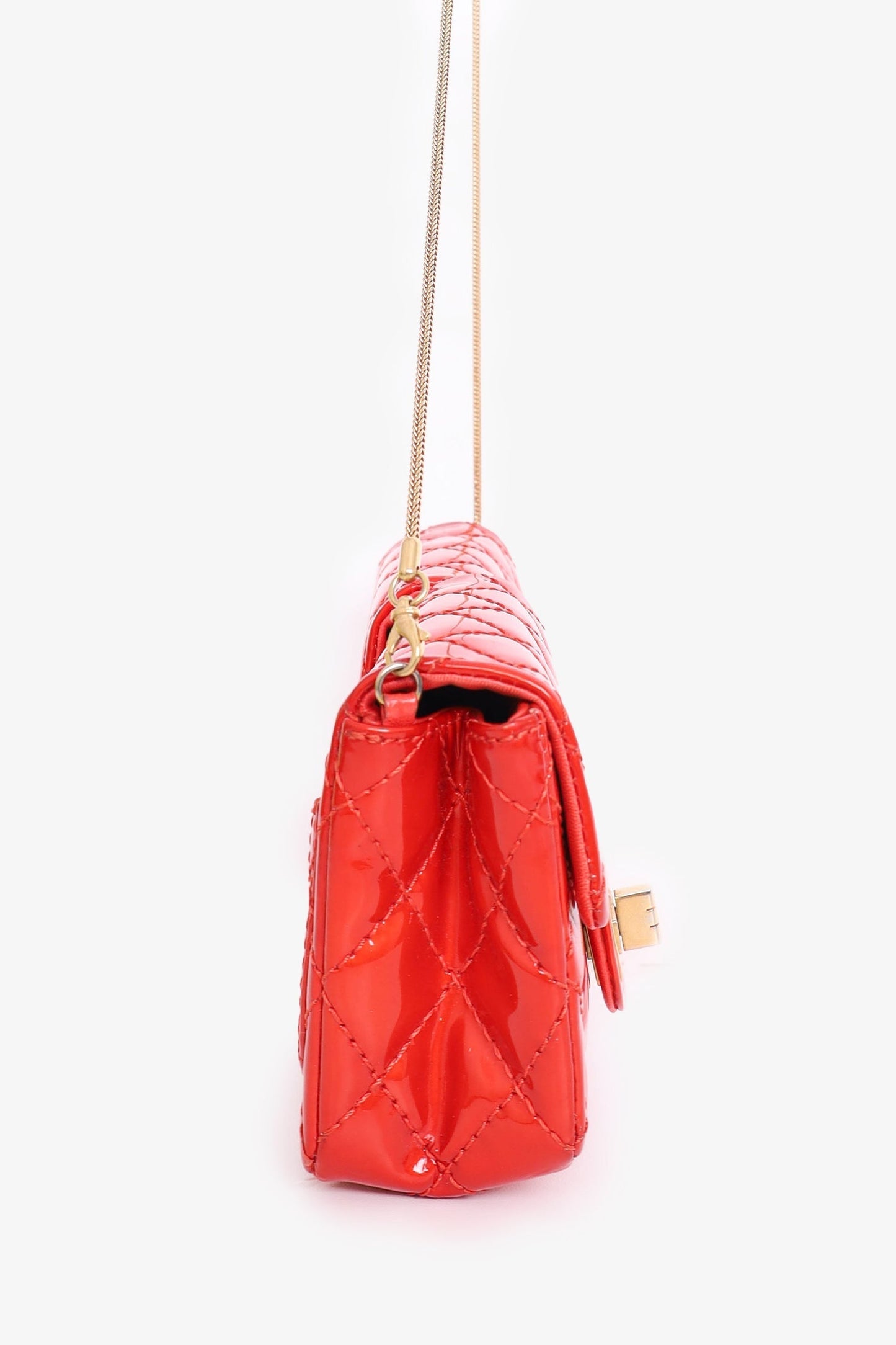 Chanel ™ 2008-09 Red Patent Leather Double Sided Reissue Baguette Accessory