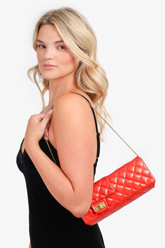 Chanel ™ 2008-09 Red Patent Leather Double Sided Reissue Baguette Accessory