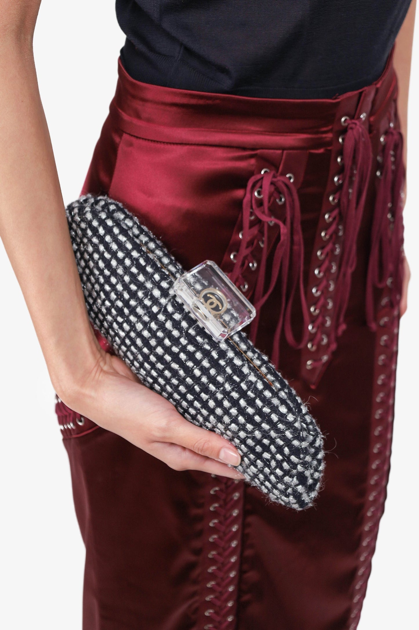 Chanel ™ 2002/03 Black/Silver Tweed Clutch