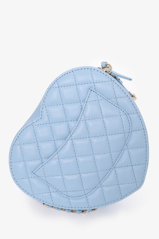 Chanel ™ Baby Blue Quilted Lambskin CC in Love Large Heart Accessory