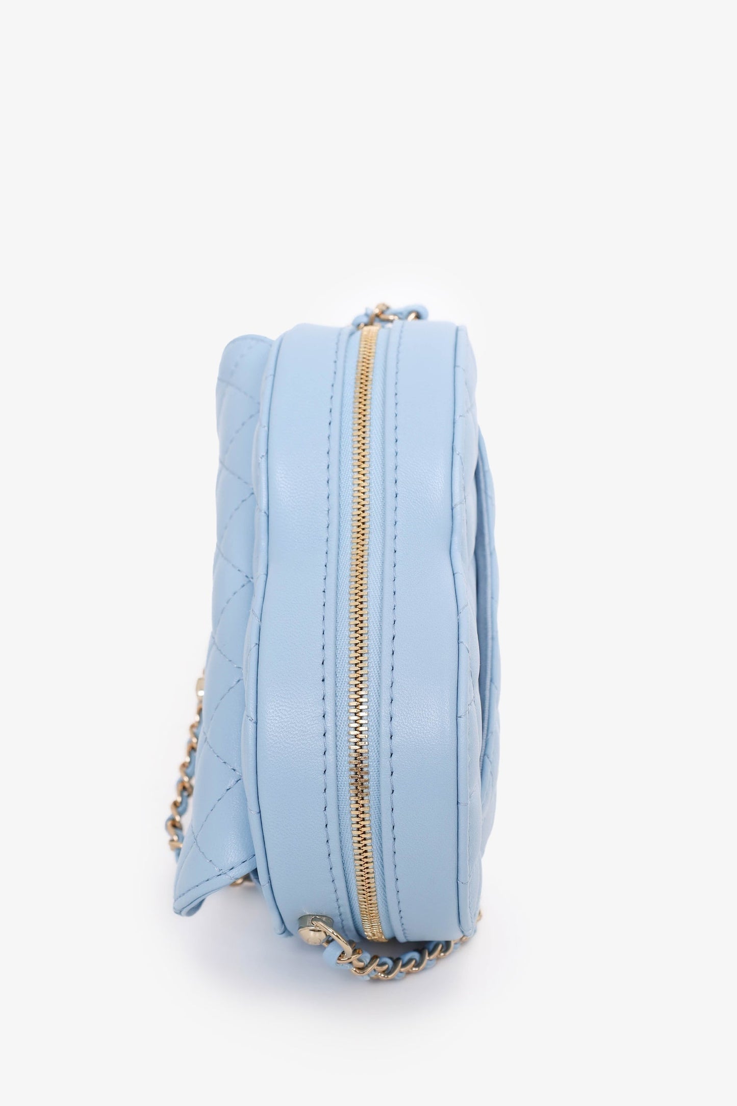 Chanel ™ Baby Blue Quilted Lambskin CC in Love Large Heart Accessory