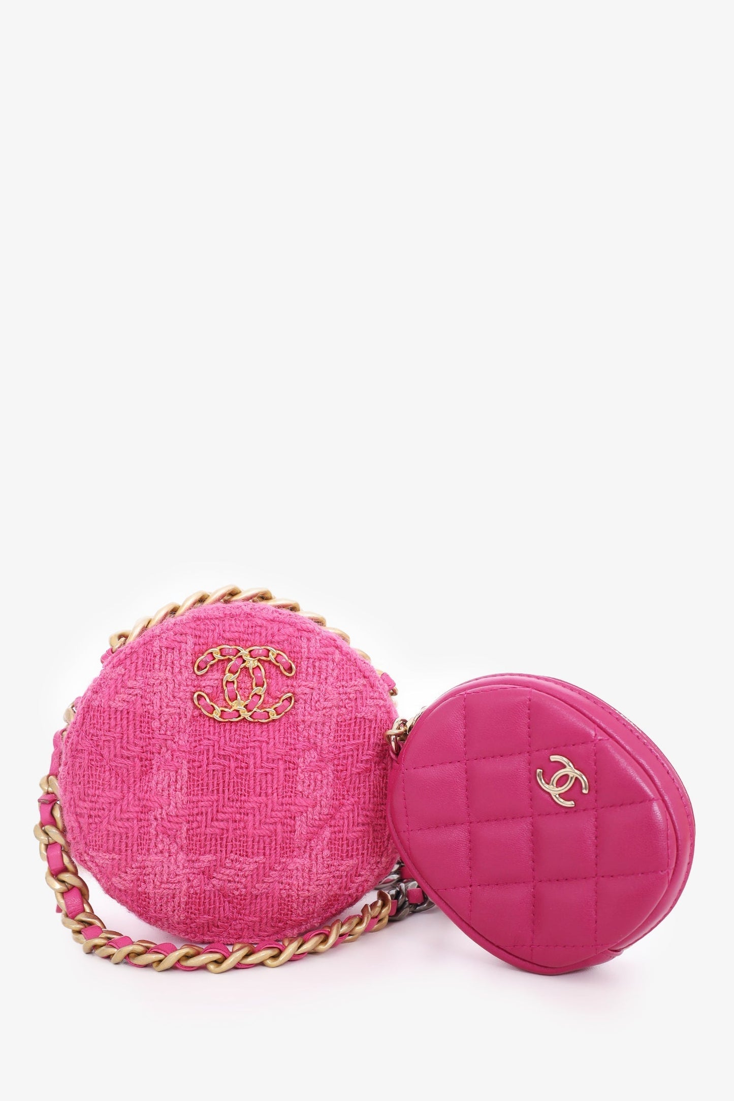 Chanel ™ 2019-20 Fuchsia Tweed 19 Round Clutch with Coin Purse