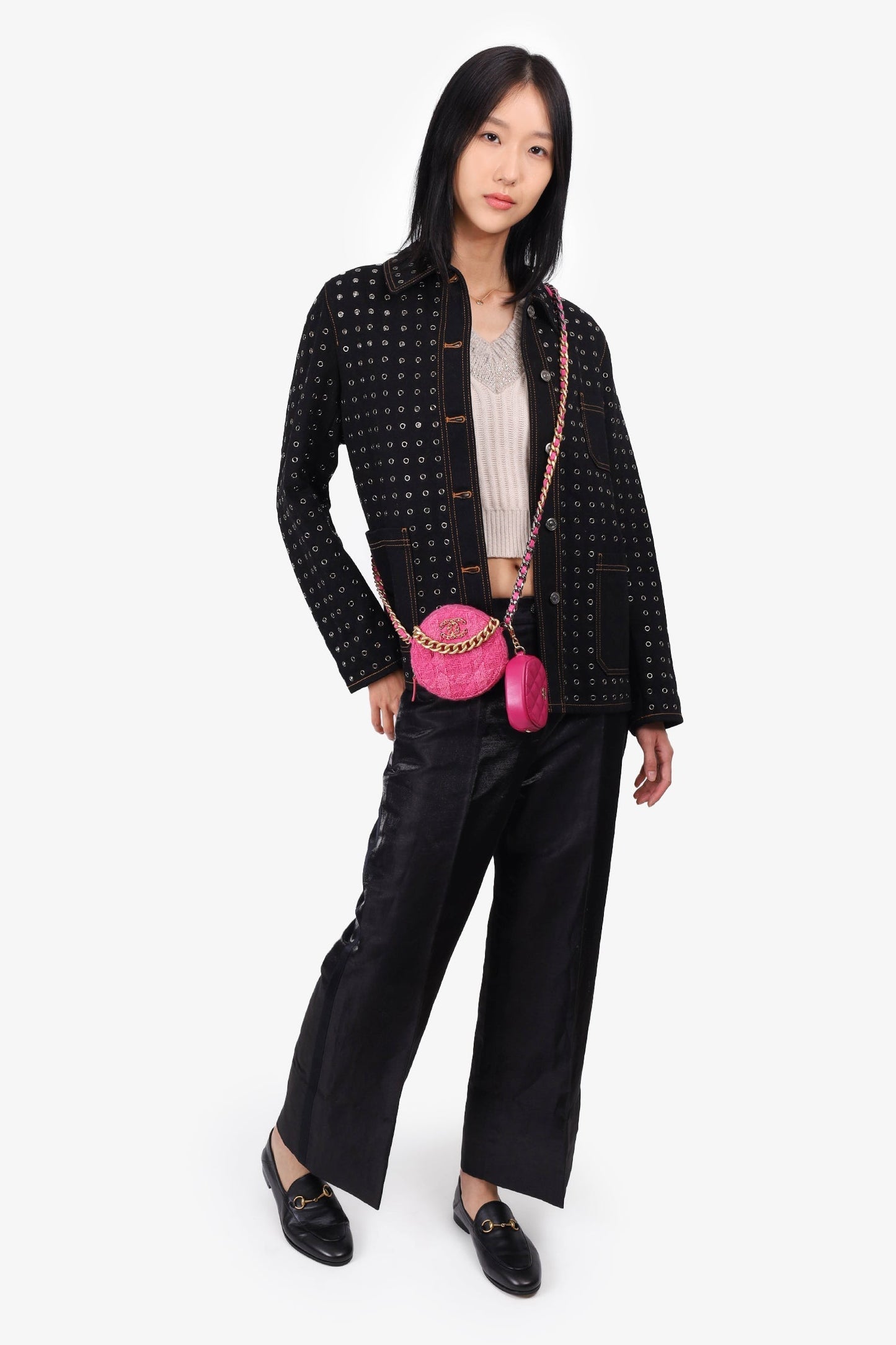 Chanel ™ 2019-20 Fuchsia Tweed 19 Round Clutch with Coin Purse