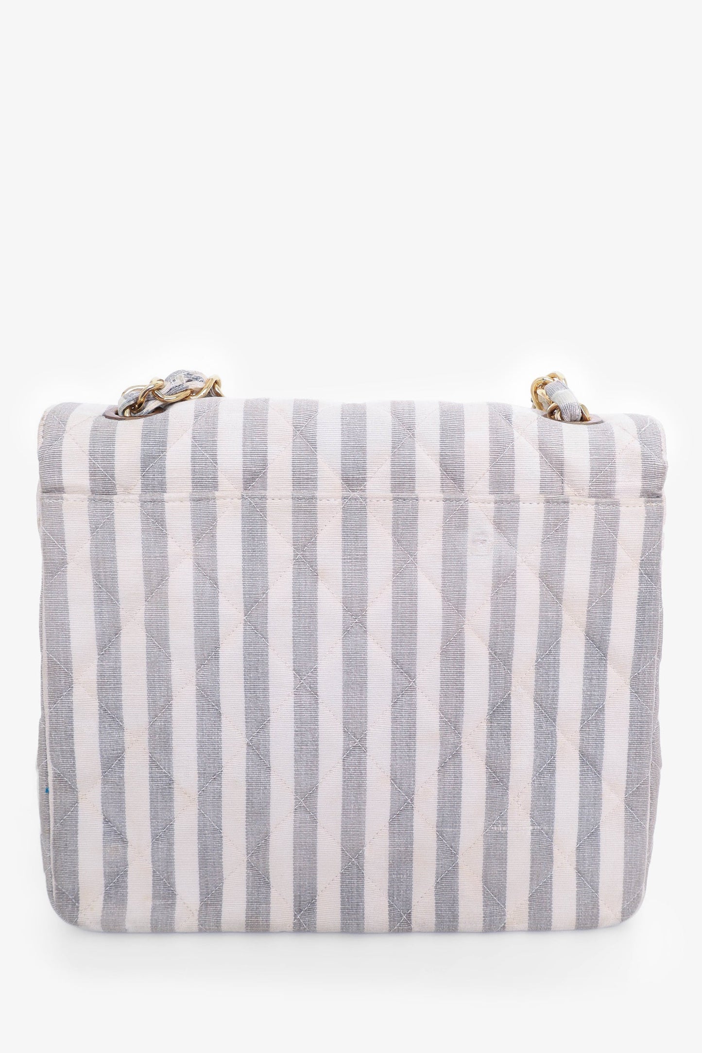 Chanel ™ 1994-96 Grey/White Striped Chain Shoulder Bag