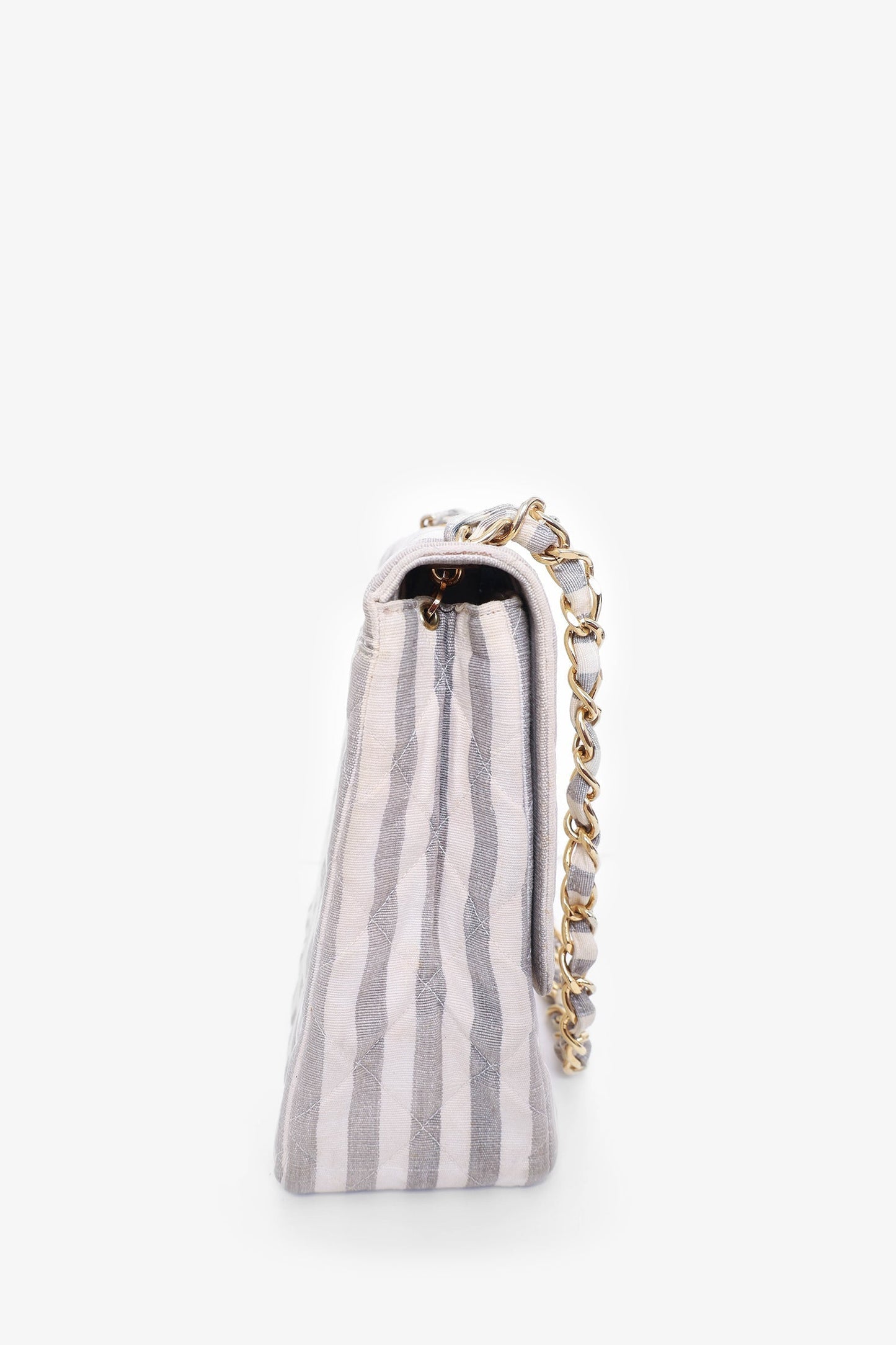 Chanel ™ 1994-96 Grey/White Striped Chain Shoulder Bag