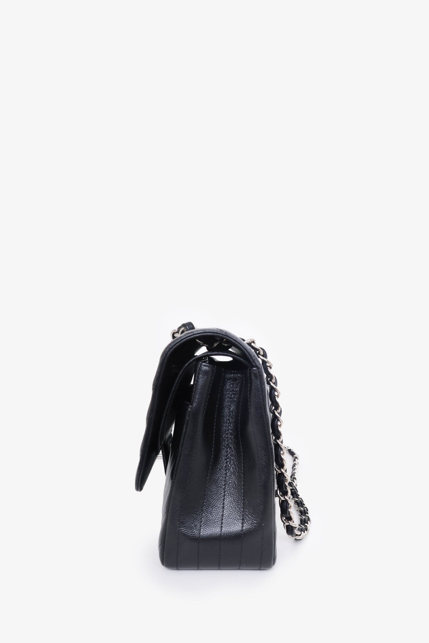 Chanel ™ 2016-17 Black Chevron Caviar Leather Jumbo Double Flap Bag