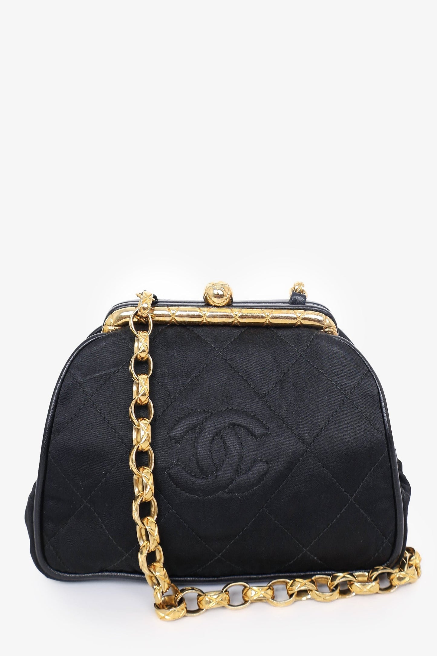 Chanel ™ 1989-1991 Black Satin Framed Mini Evening Accessory