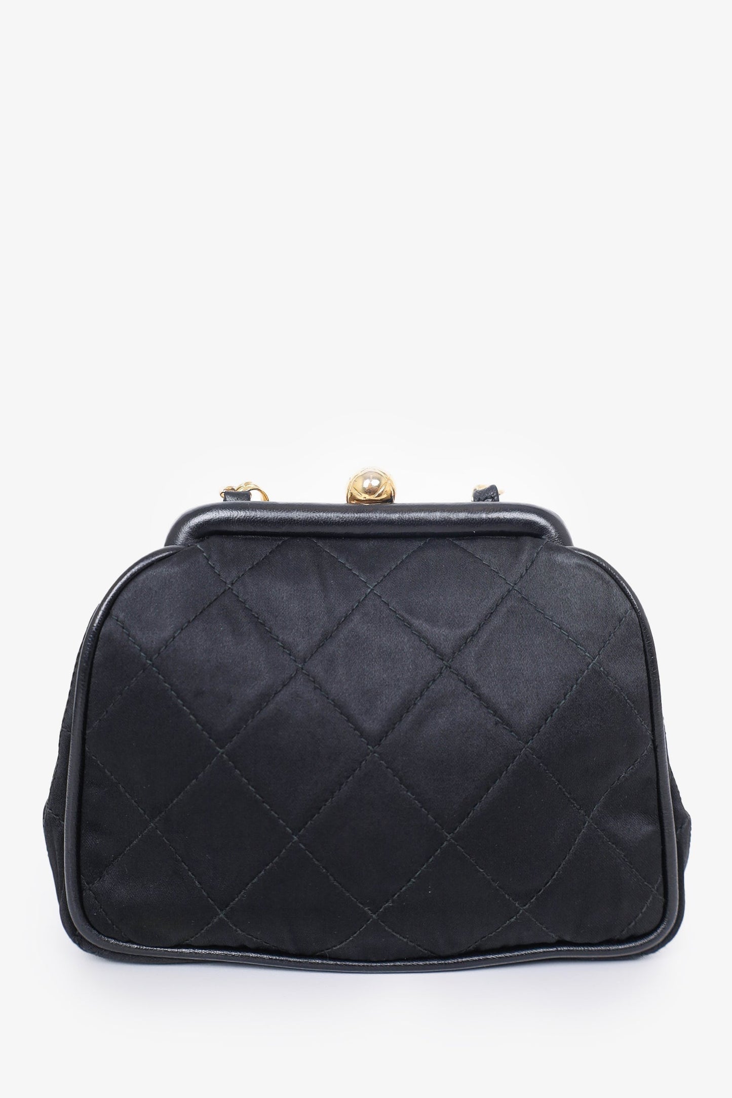 Chanel ™ 1989-1991 Black Satin Framed Mini Evening Accessory