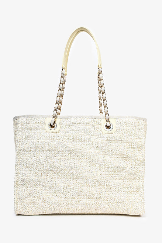 Chanel ™ 2021/22 Beige/Gold Metallic Tweed Small Deauville Shopping Tote