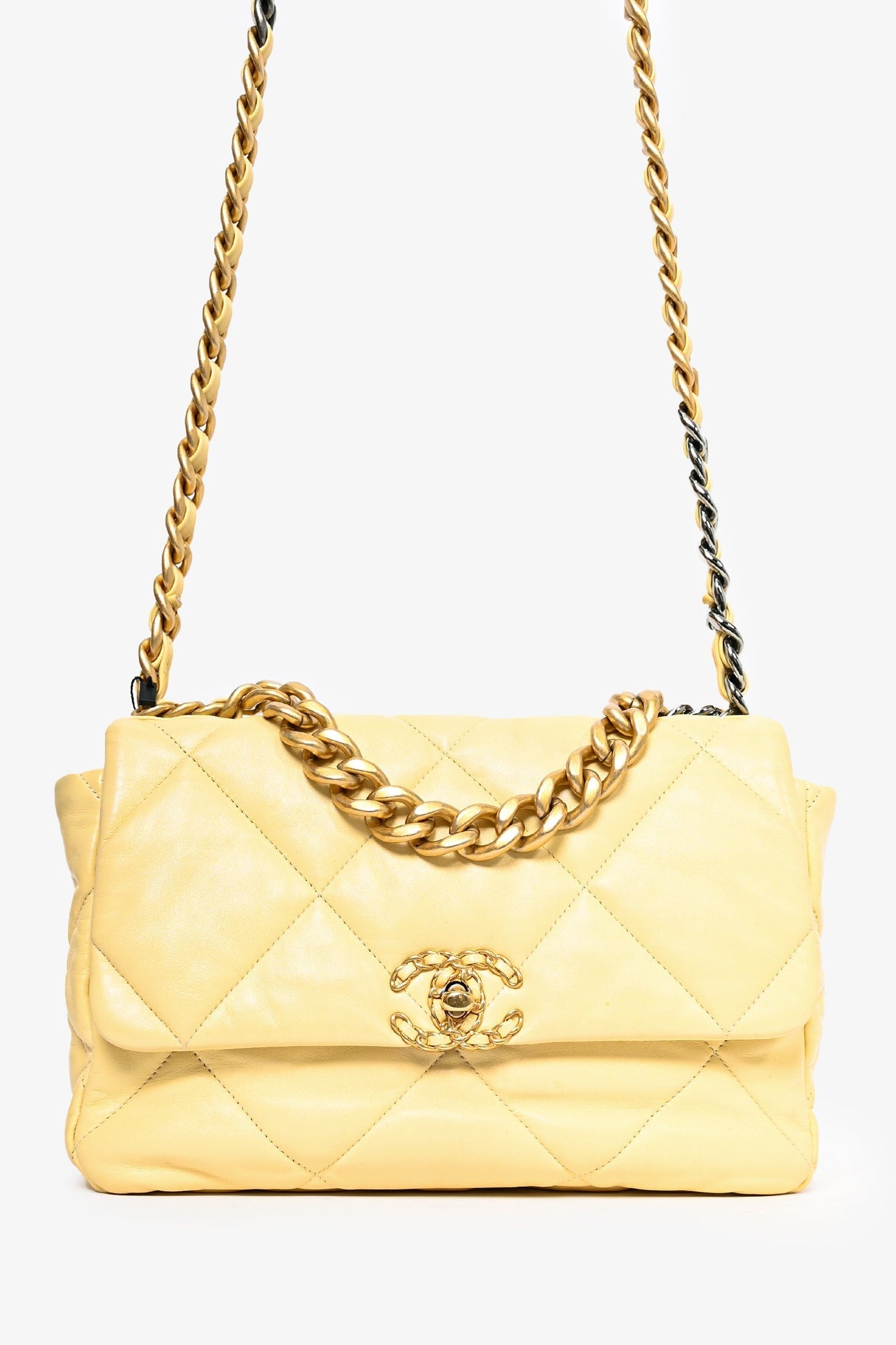 Chanel ™ 2019/2020 Yellow Lambskin Leather Quilted CC Flap Bag