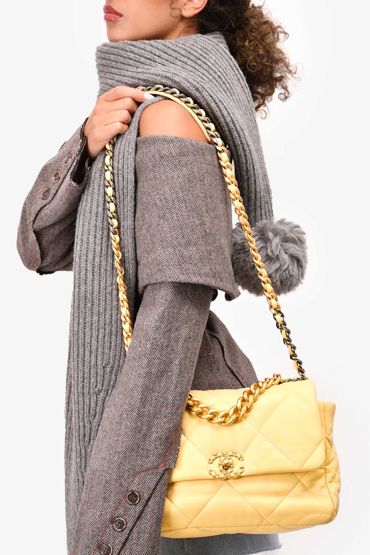 Chanel ™ 2019/2020 Yellow Lambskin Leather Quilted CC Flap Bag