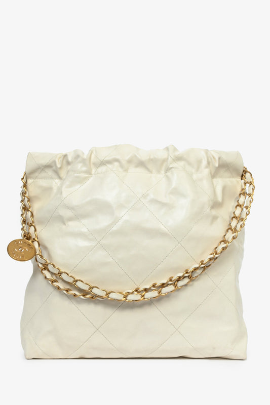 Chanel ™ White Leather Small 22 Shoulder Bag