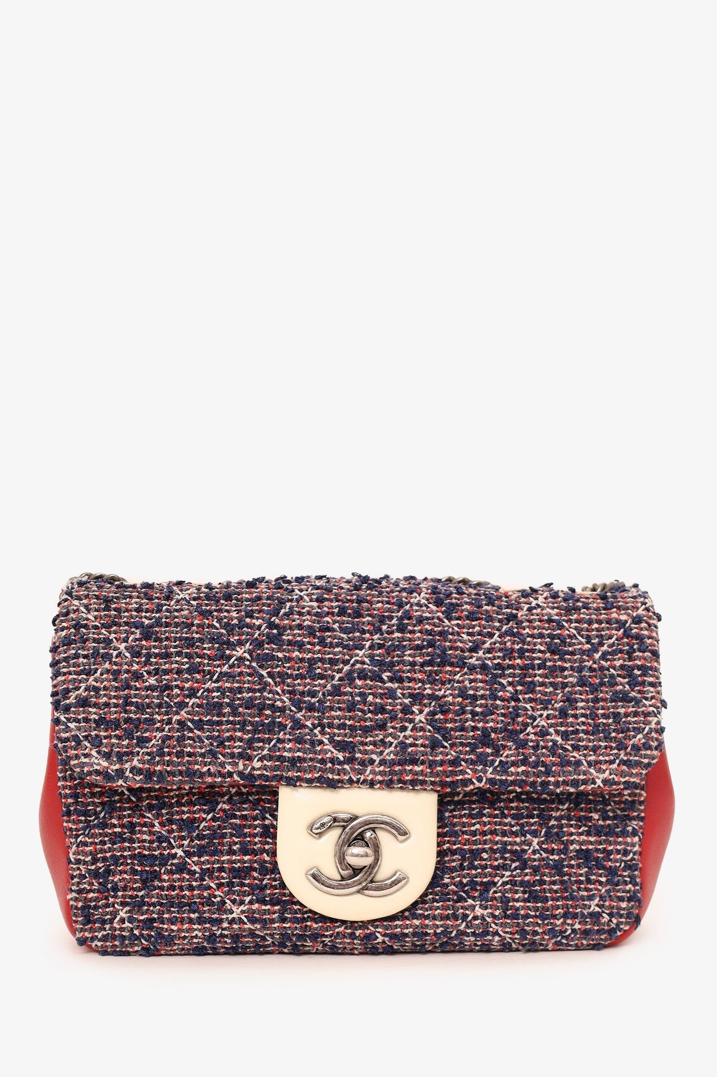 Chanel ™ 2016-17 Navy/Red Tweed Mini Single Flap Bag