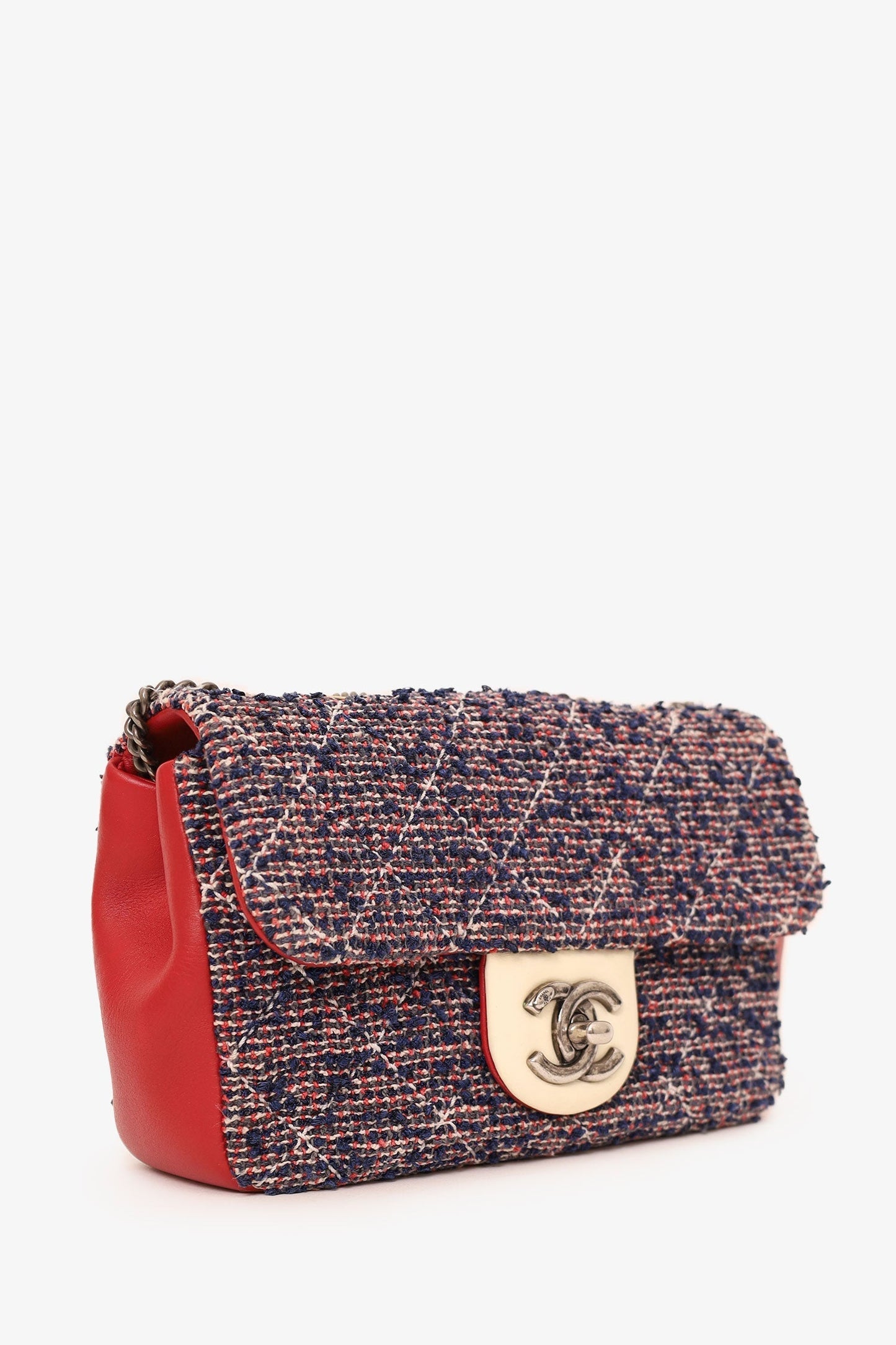 Chanel ™ 2016-17 Navy/Red Tweed Mini Single Flap Bag