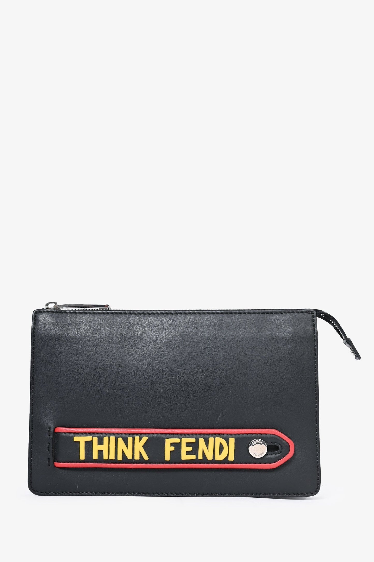 Fendi Handbag 'Think ' Pouch Leather Black Yellow