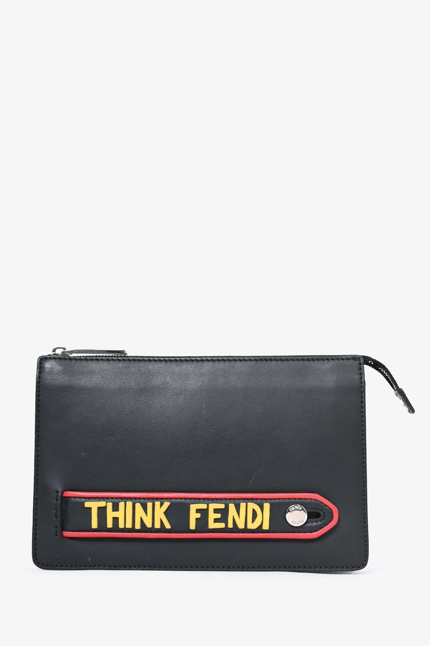 Fendi Handbag 'Think ' Pouch Leather Black Yellow