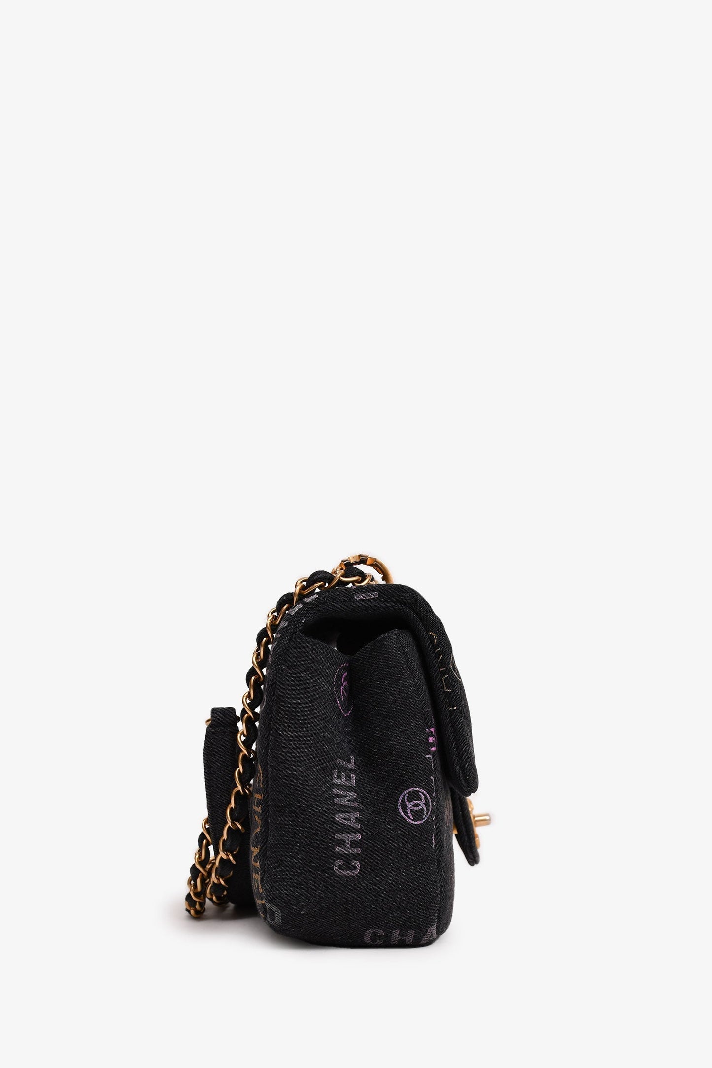 Chanel ™ 2022 Black Denim Mood Monogram Mini Flap Bag