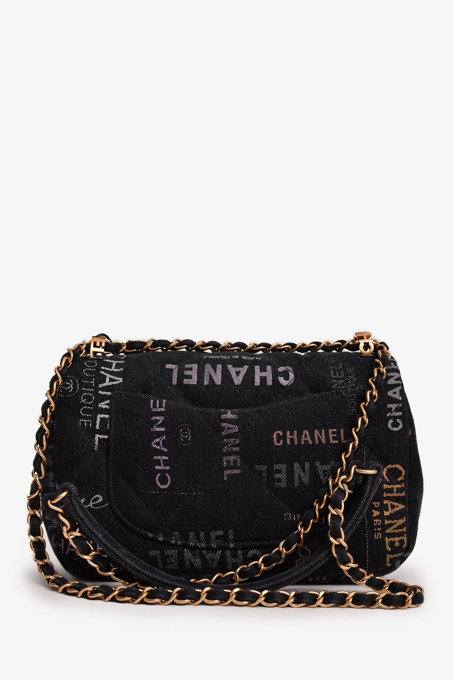 Chanel ™ 2022 Black Denim Mood Monogram Mini Flap Bag