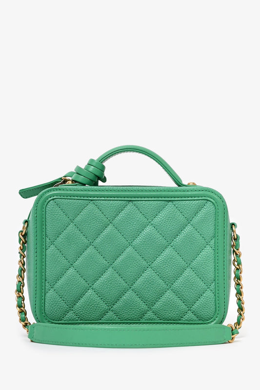 Chanel ™ 2017/18 Green Caviar Leather Small Filigree Vanity Case