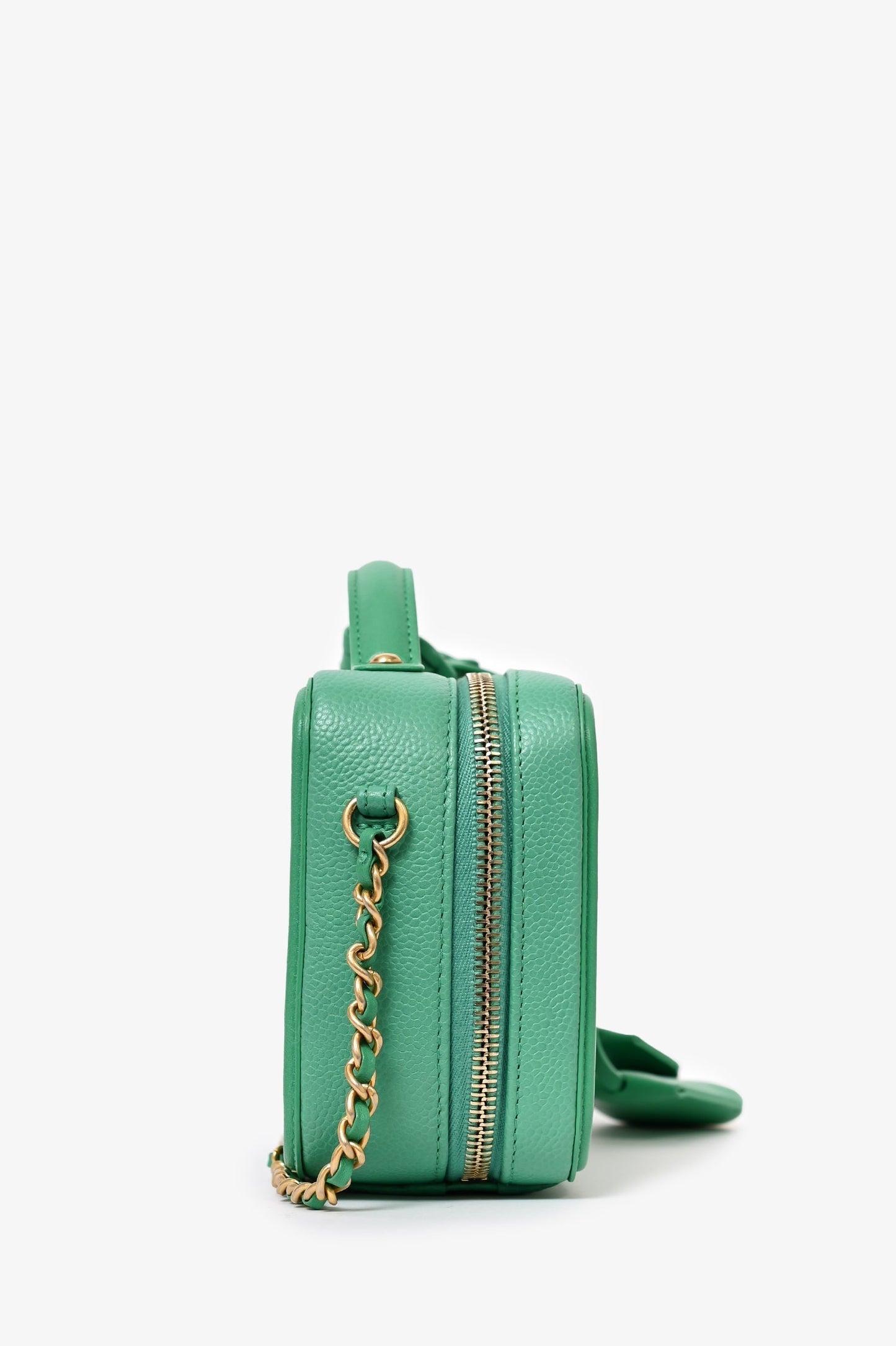 Chanel ™ 2017/18 Green Caviar Leather Small Filigree Vanity Case