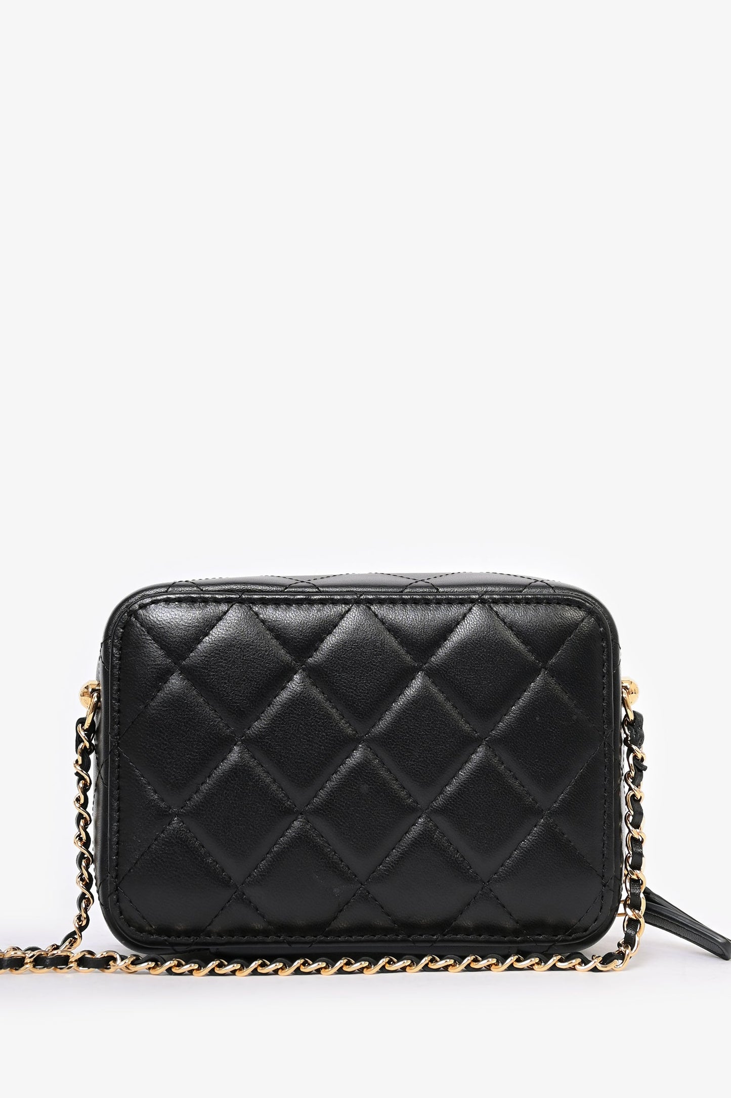 Chanel ™ 2021 Black Leather Gold CC Plate Mini Vanity Crossbody