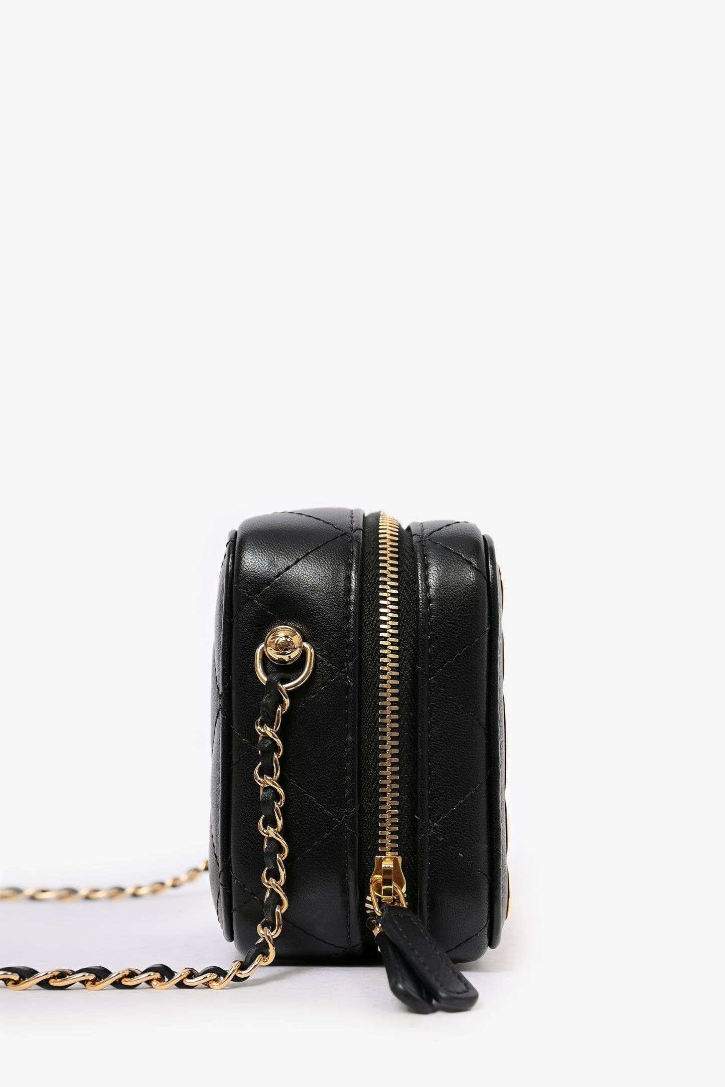 Chanel ™ 2021 Black Leather Gold CC Plate Mini Vanity Crossbody