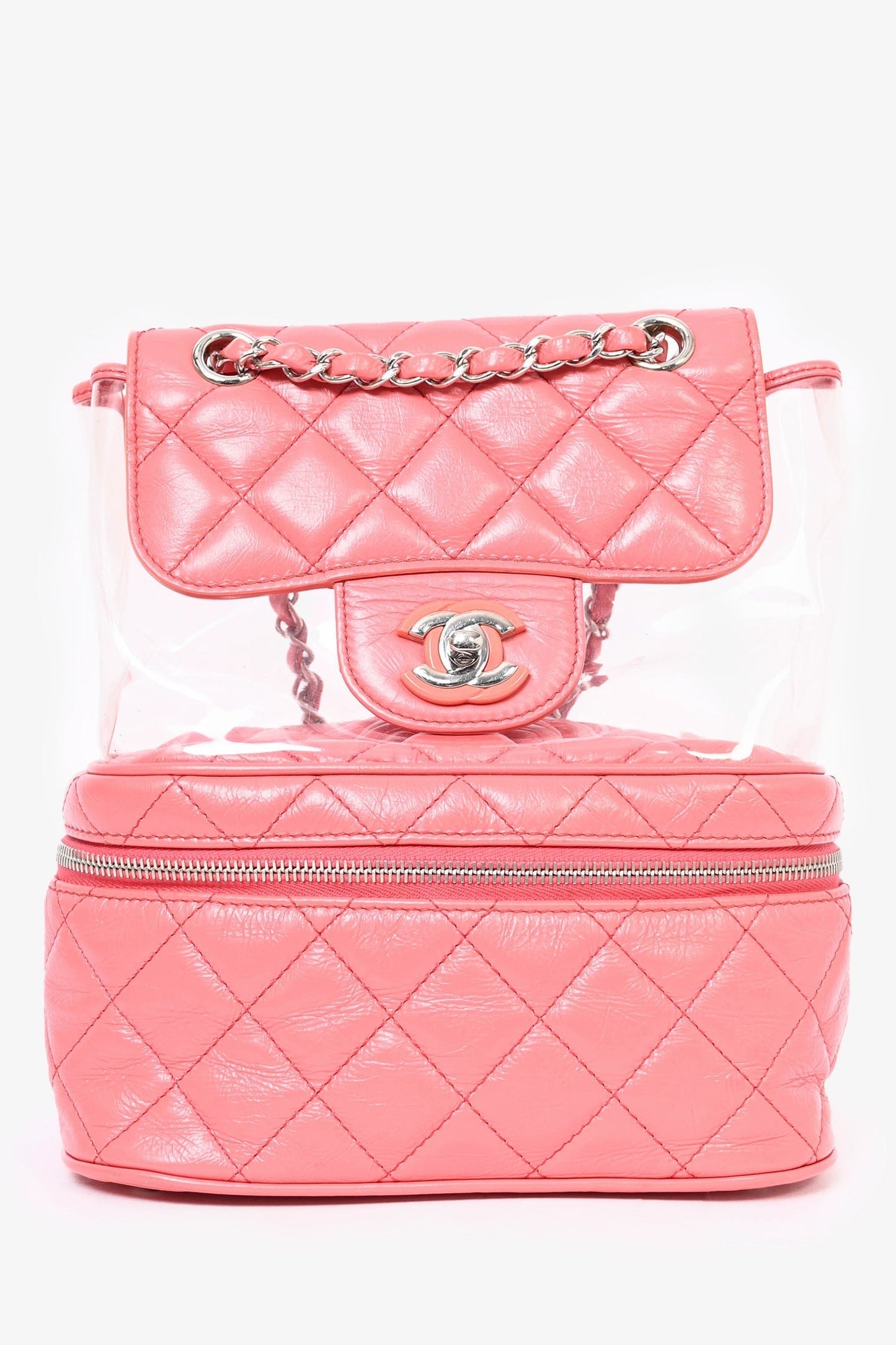 Chanel ™ 2018 Pink Calfskin Leather/PVC 'Aquarium' Backpack