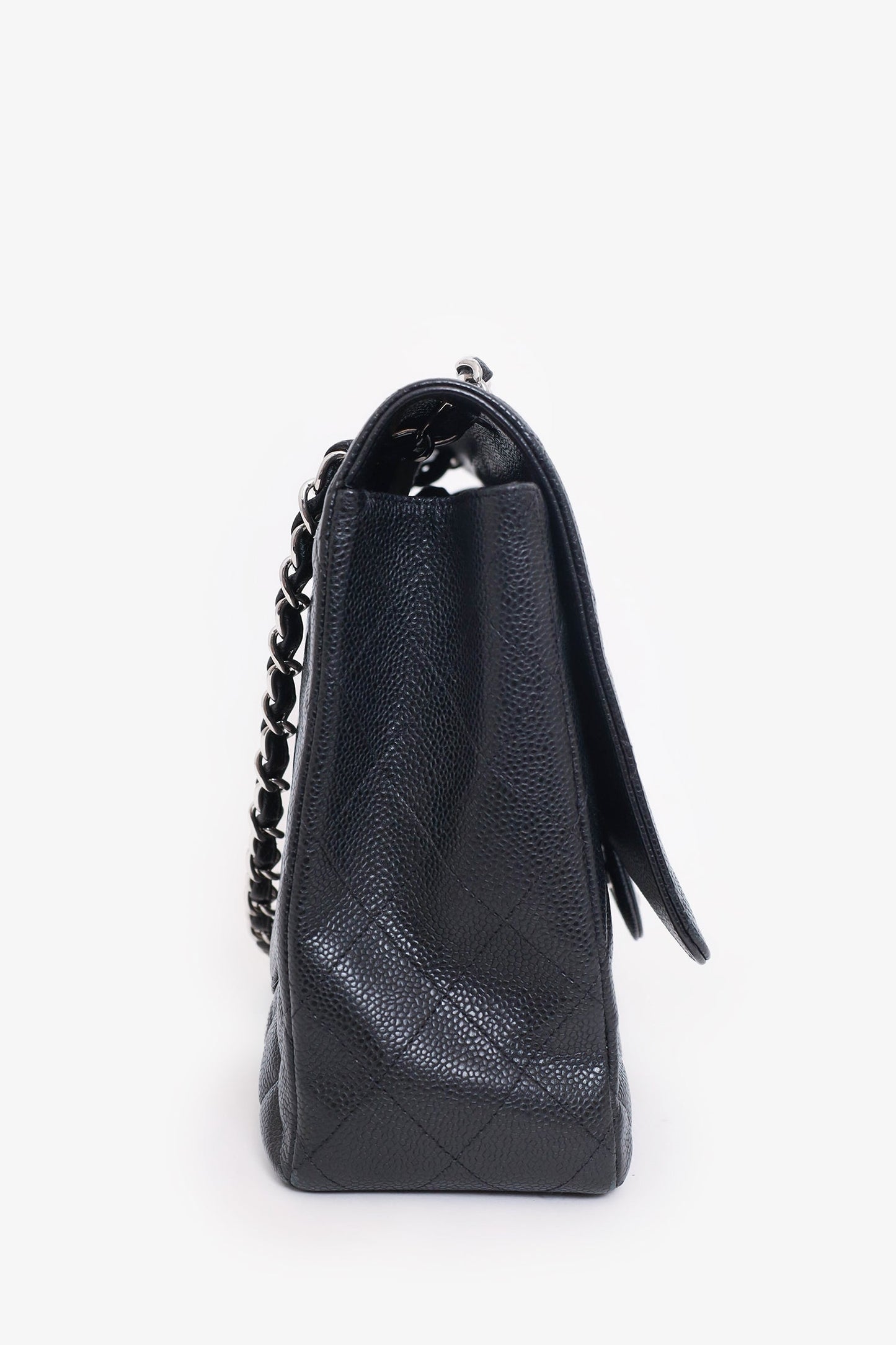 Chanel ™ 2009-10 Black Caviar Leather Maxi Single Flap Shoulder Bag