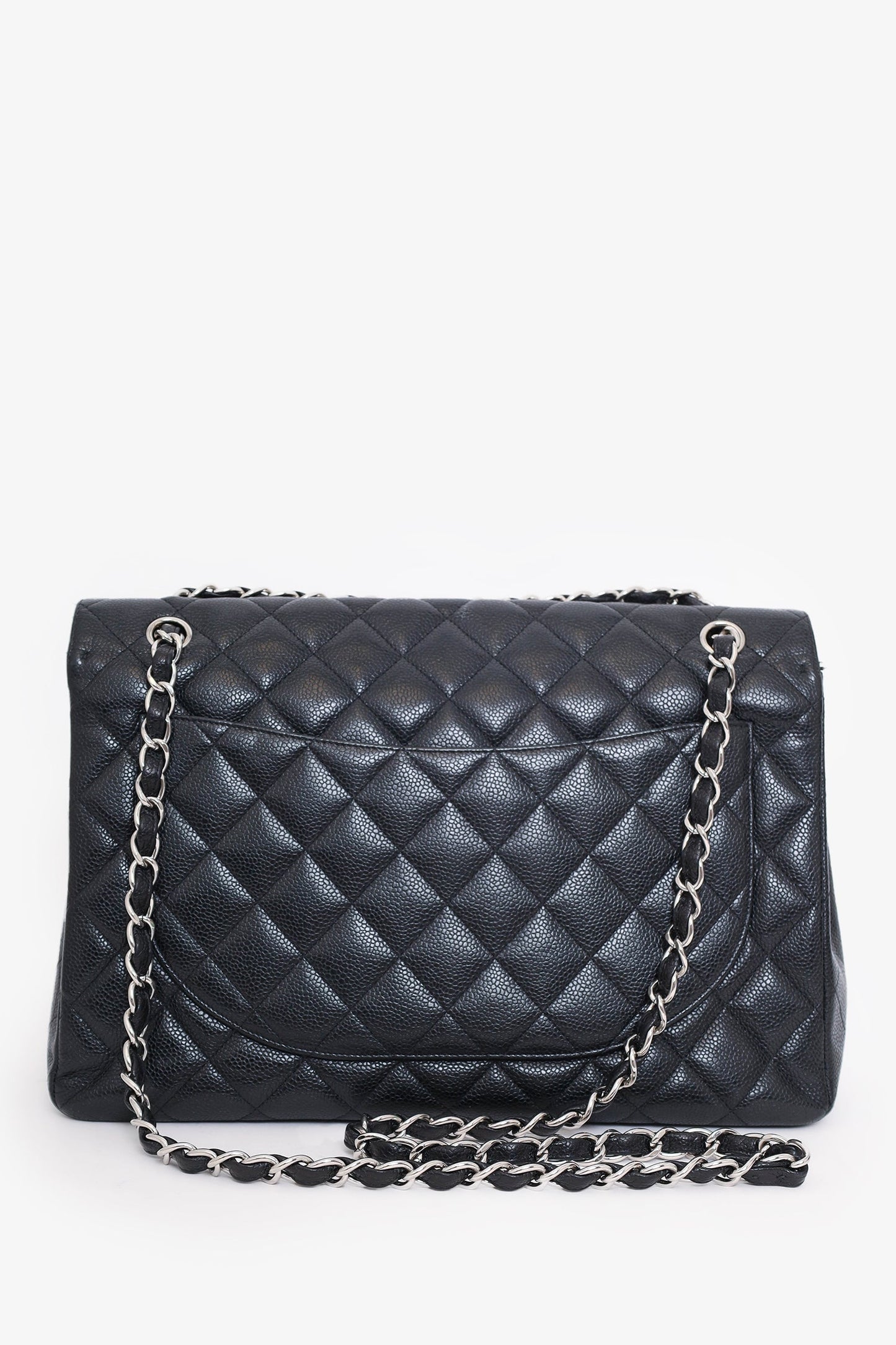 Chanel ™ 2009-10 Black Caviar Leather Maxi Single Flap Shoulder Bag
