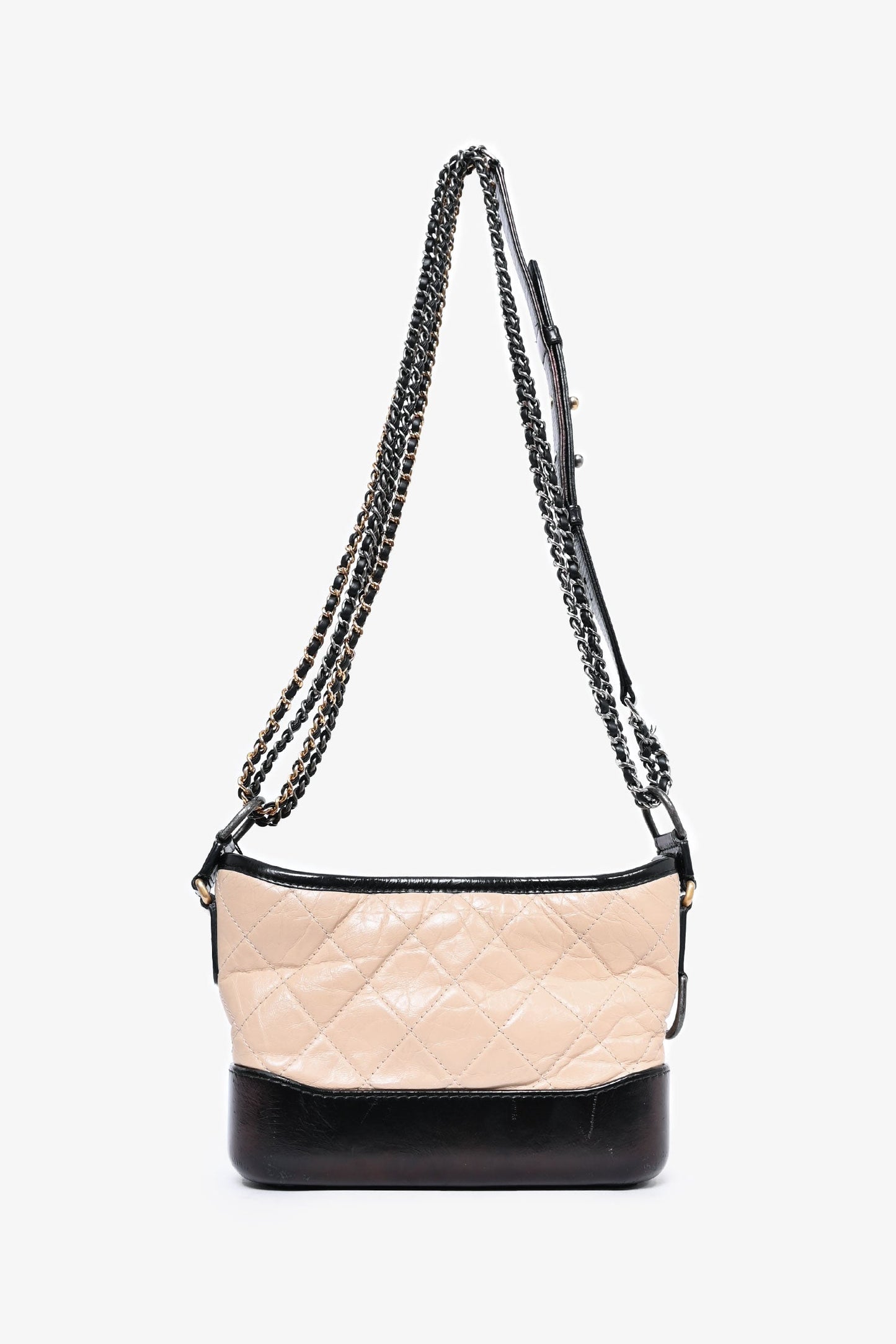 Chanel ™ 2018 Beige/Black Quilted Small Gabrielle Shoulder Bag (As Is)