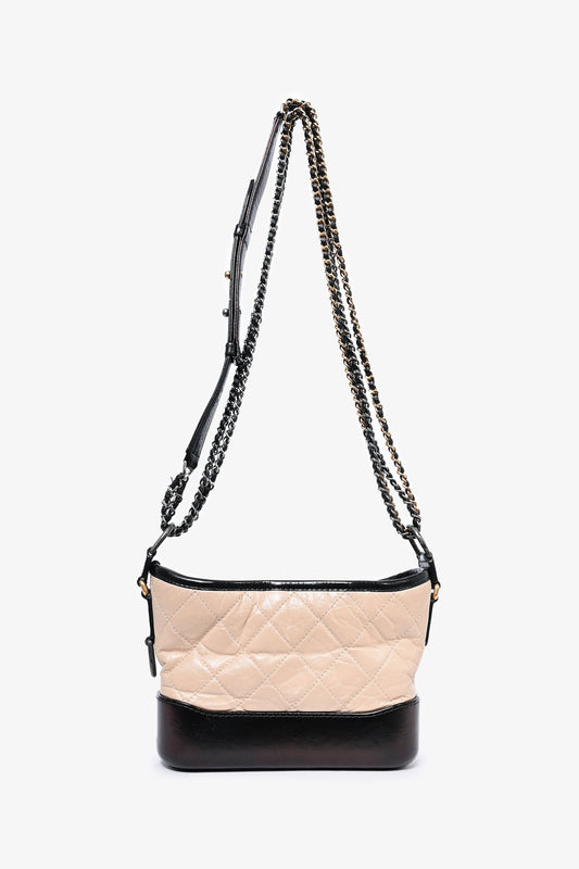 Chanel ™ 2018 Beige/Black Quilted Small Gabrielle Shoulder Bag (As Is)