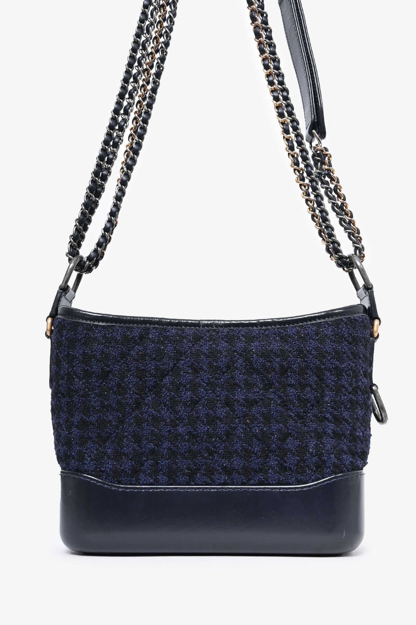 Chanel ™ 2017 Black Leather/Navy Tweed Small Gabrielle Shoulder Bag (As Is)