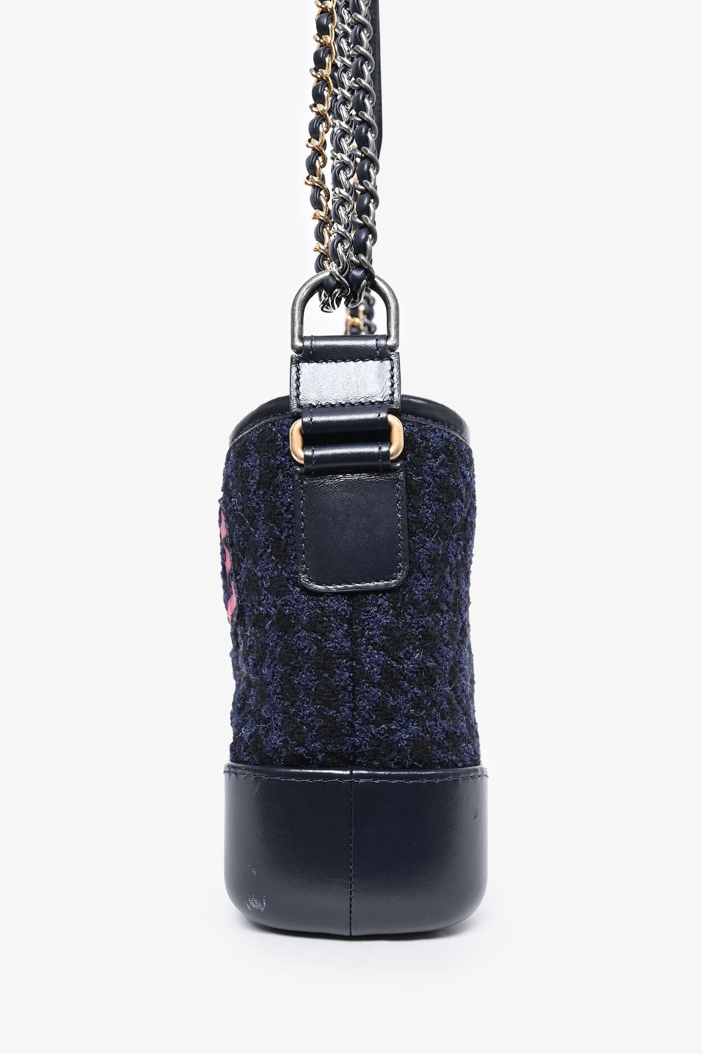 Chanel ™ 2017 Black Leather/Navy Tweed Small Gabrielle Shoulder Bag (As Is)