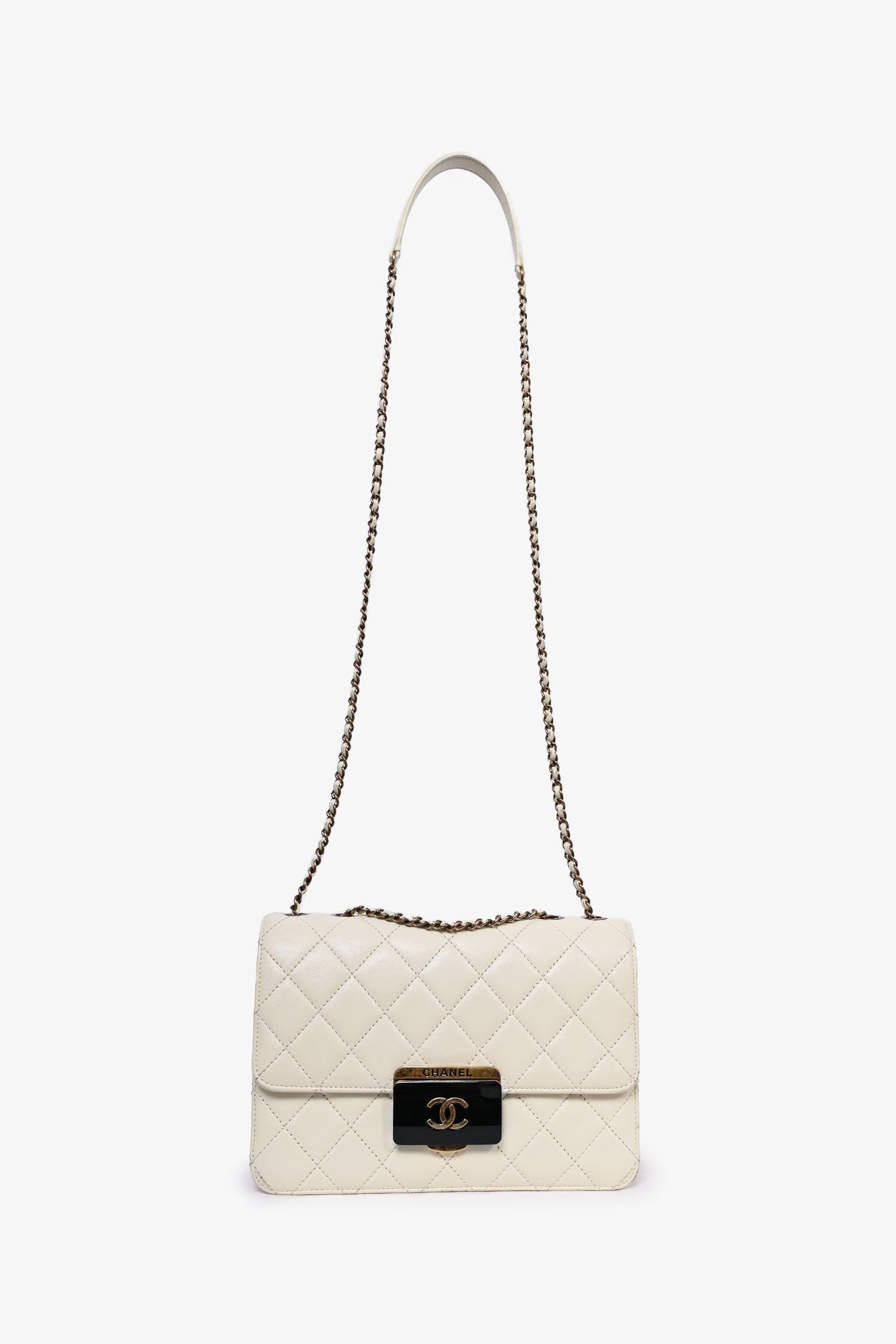 Chanel ™ 2016 Cream Leather Beauty Lock Flap Shoulder Bag